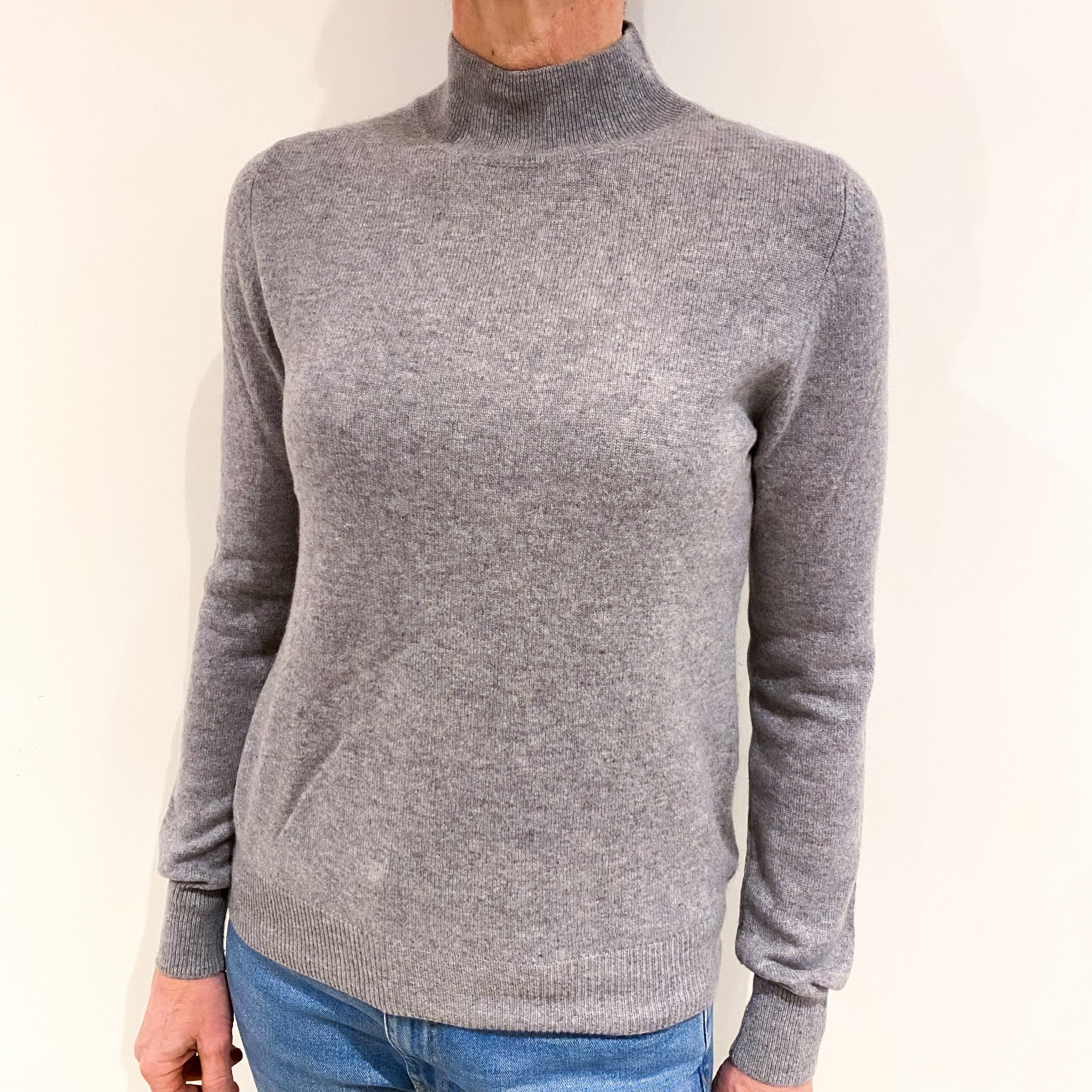 Smoke Grey Cashmere Turtle Neck Jumper Small