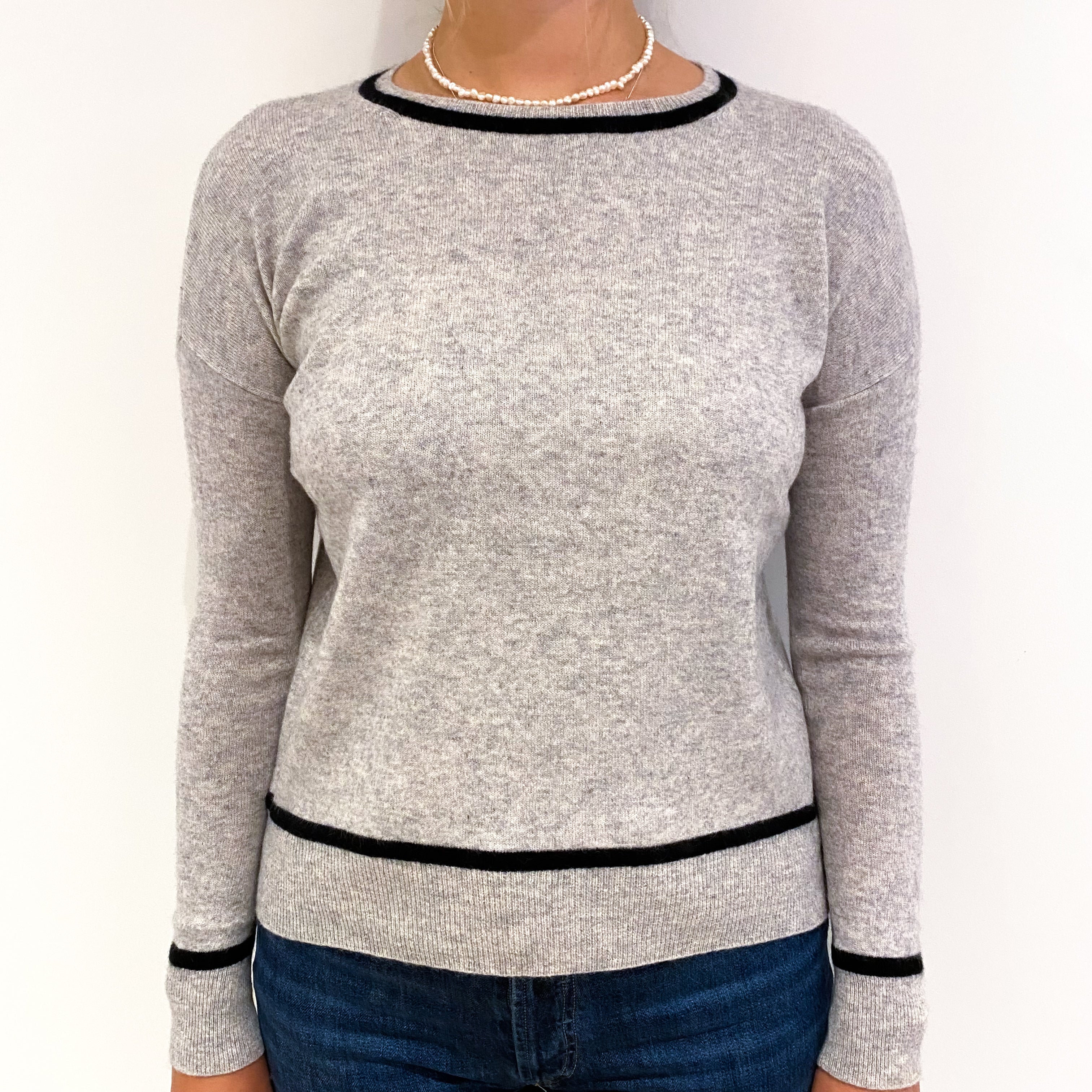 Smoke Grey Cashmere Crew Neck Jumper Small
