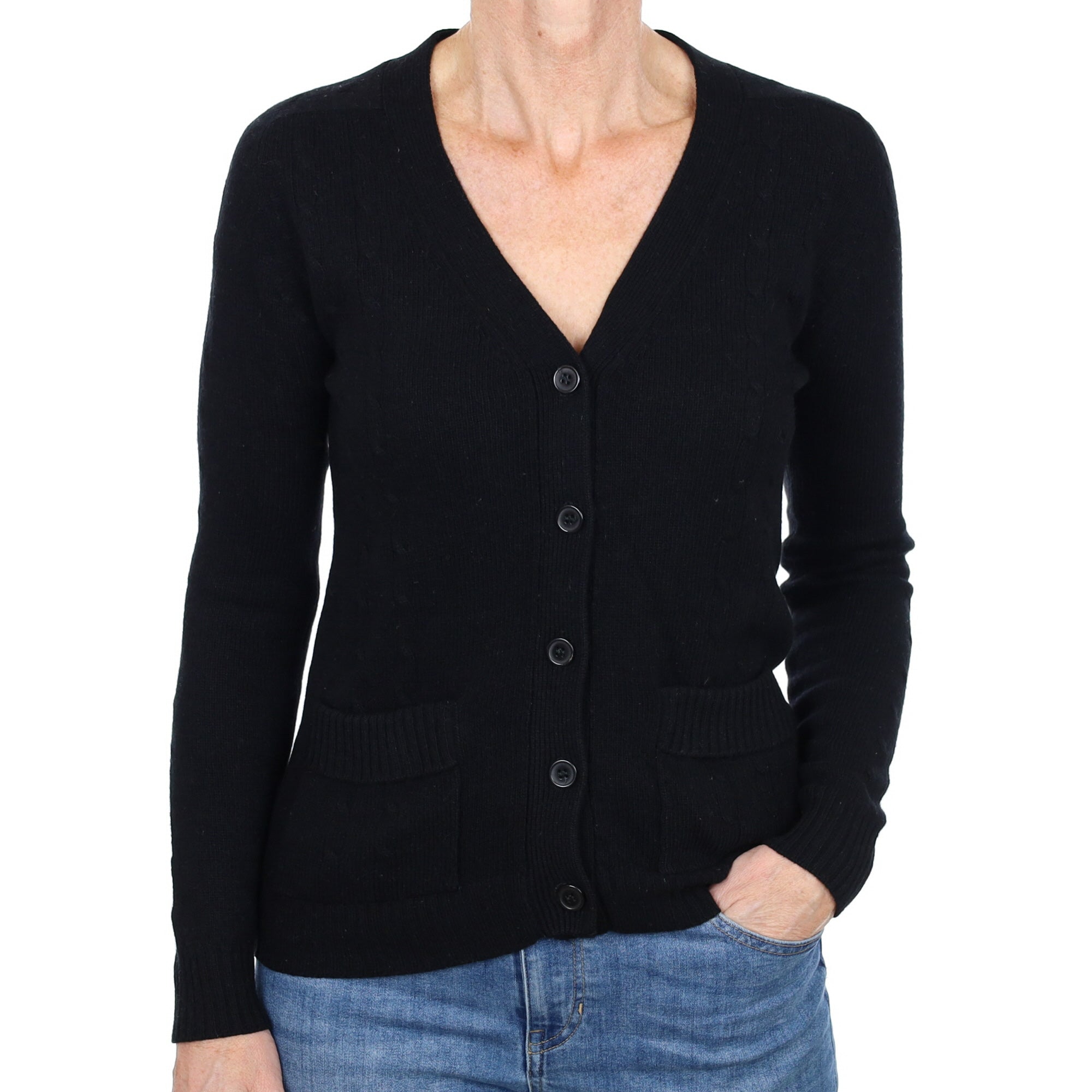 Vintage Black Cashmere Cardigan Small