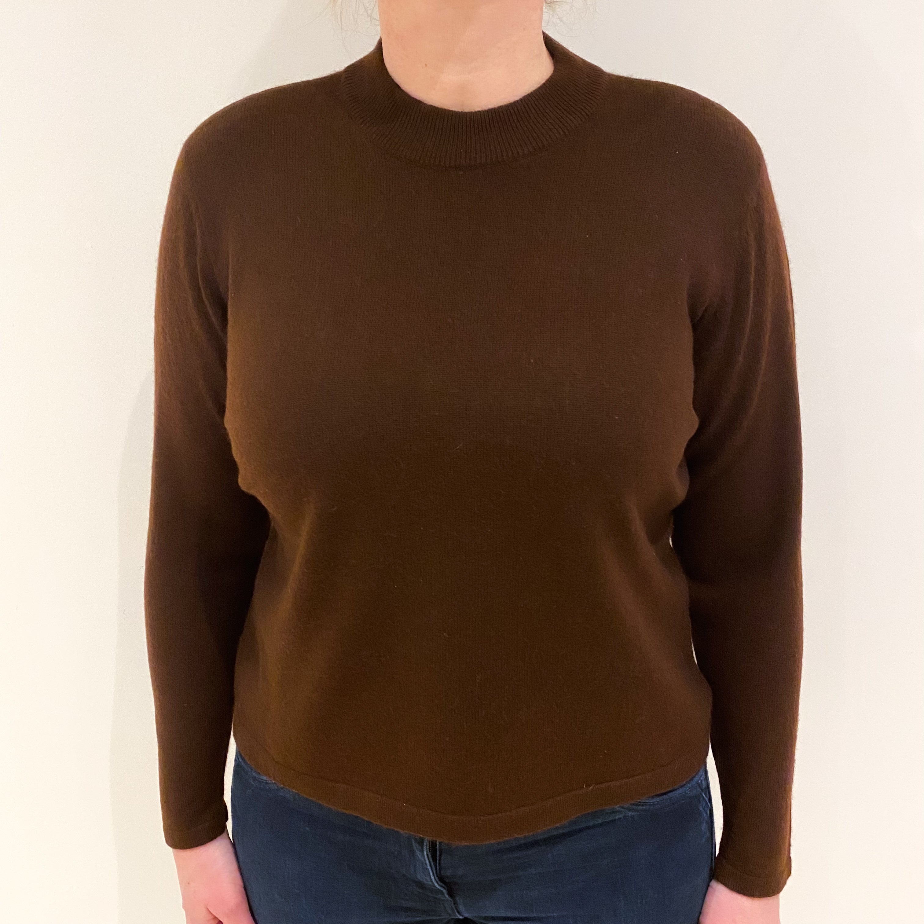 Umber Brown Cashmere Turtle Neck Jumper Large