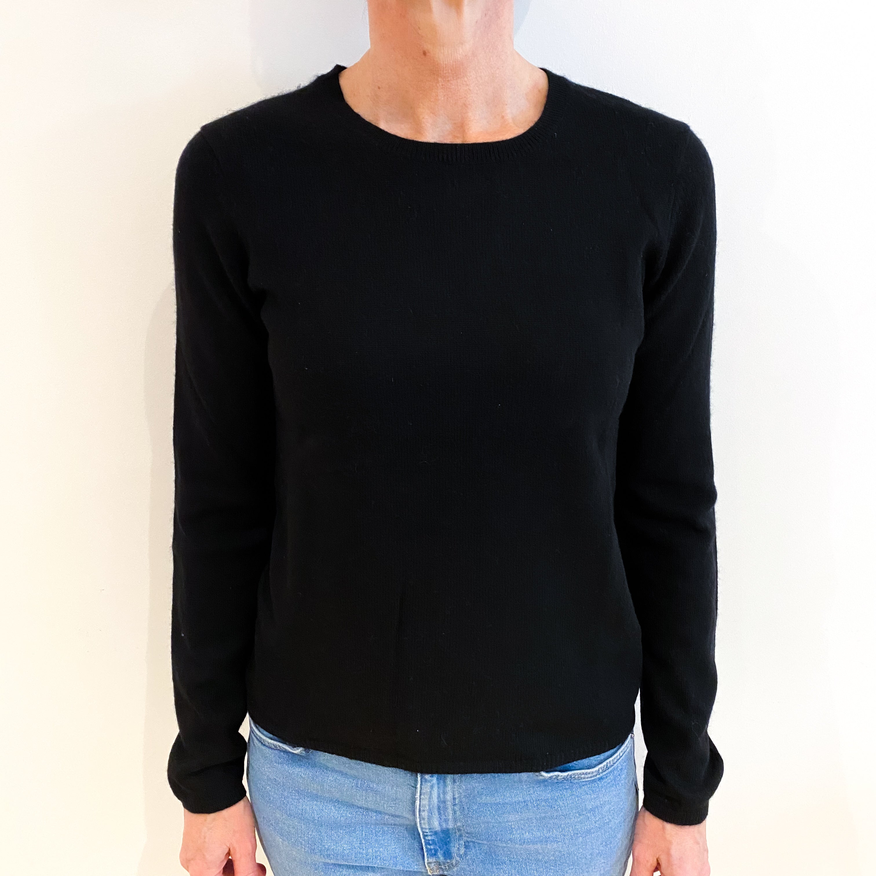 Black Cashmere Crew Neck Jumper Small