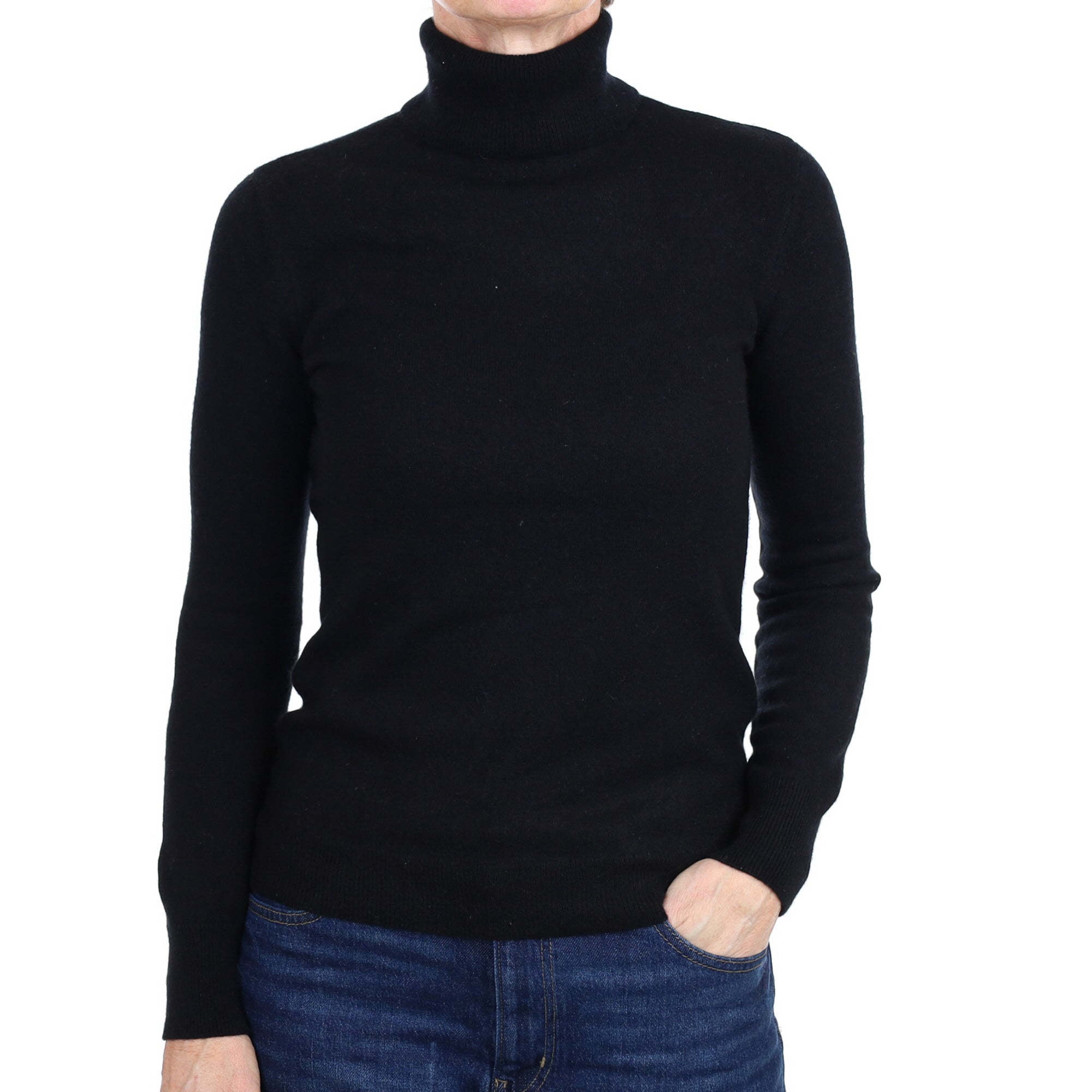 Orvis Black Cashmere Polo Neck Jumper Small
