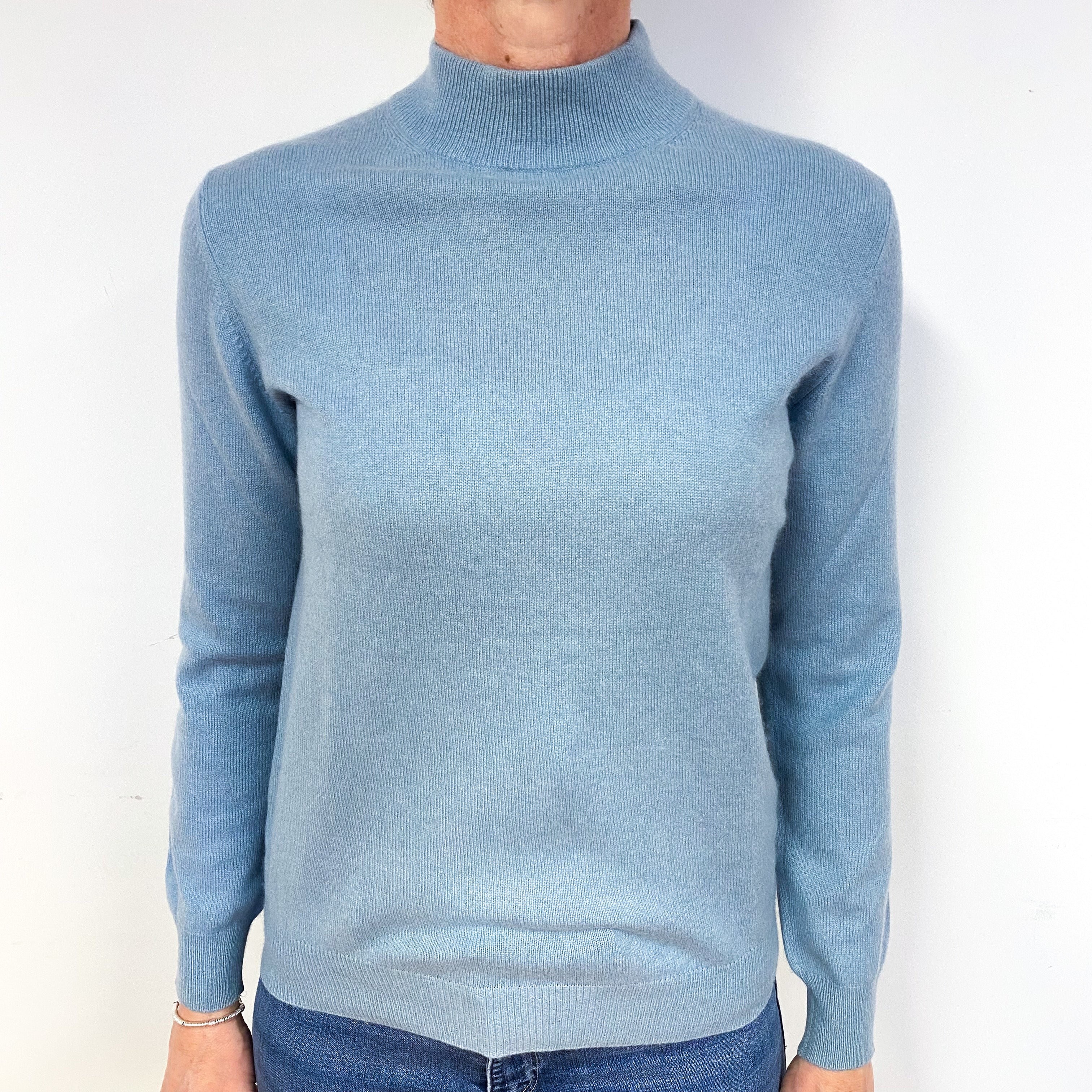 Sky Blue Cashmere Turtle Neck Jumper Medium
