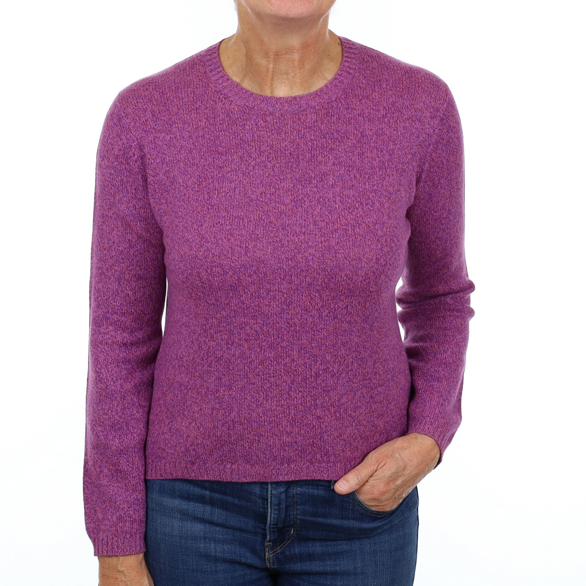 Lavender Purple Marl Cashmere Crew Neck Jumper Medium