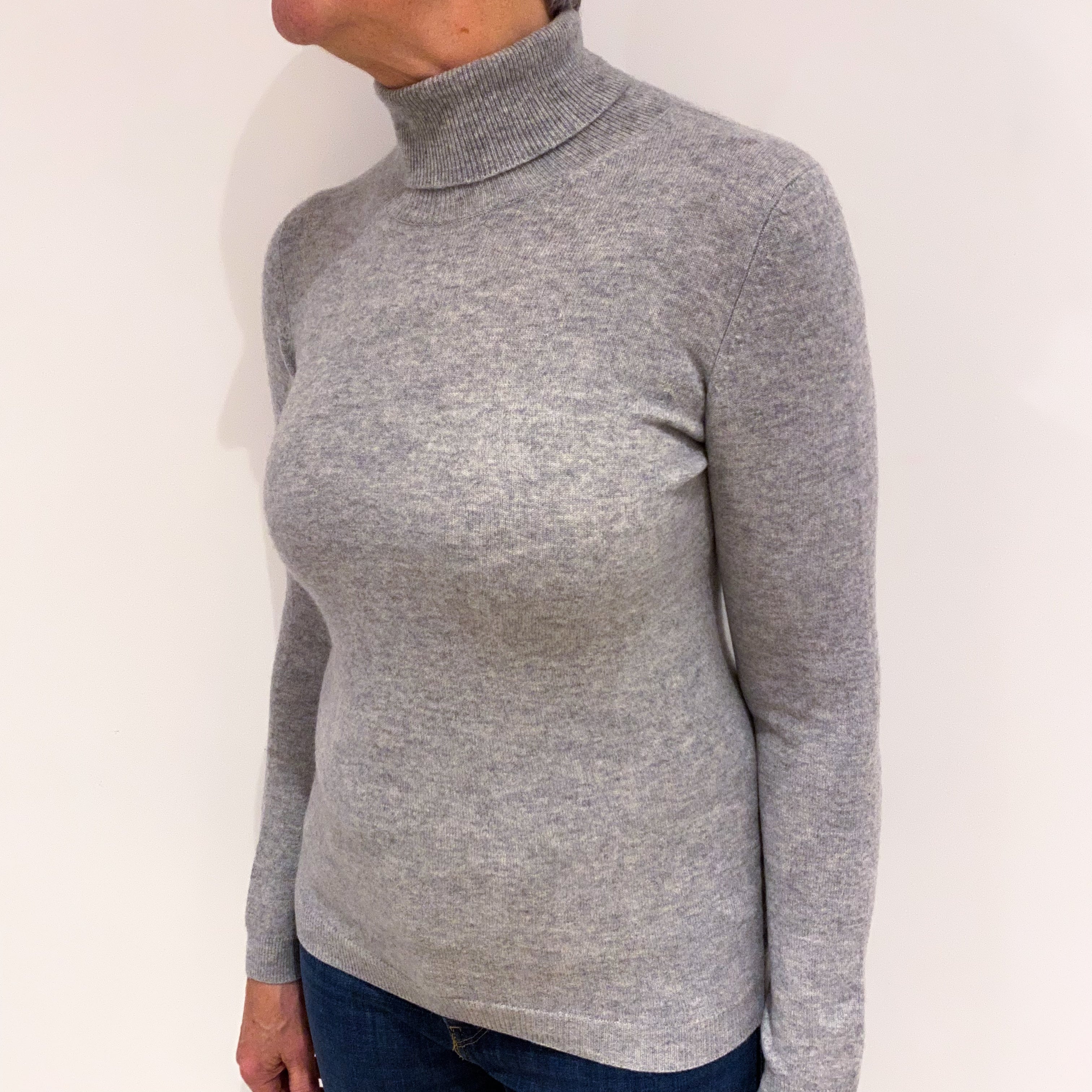 Smokes Grey Cashmere Polo Neck Jumper Medium