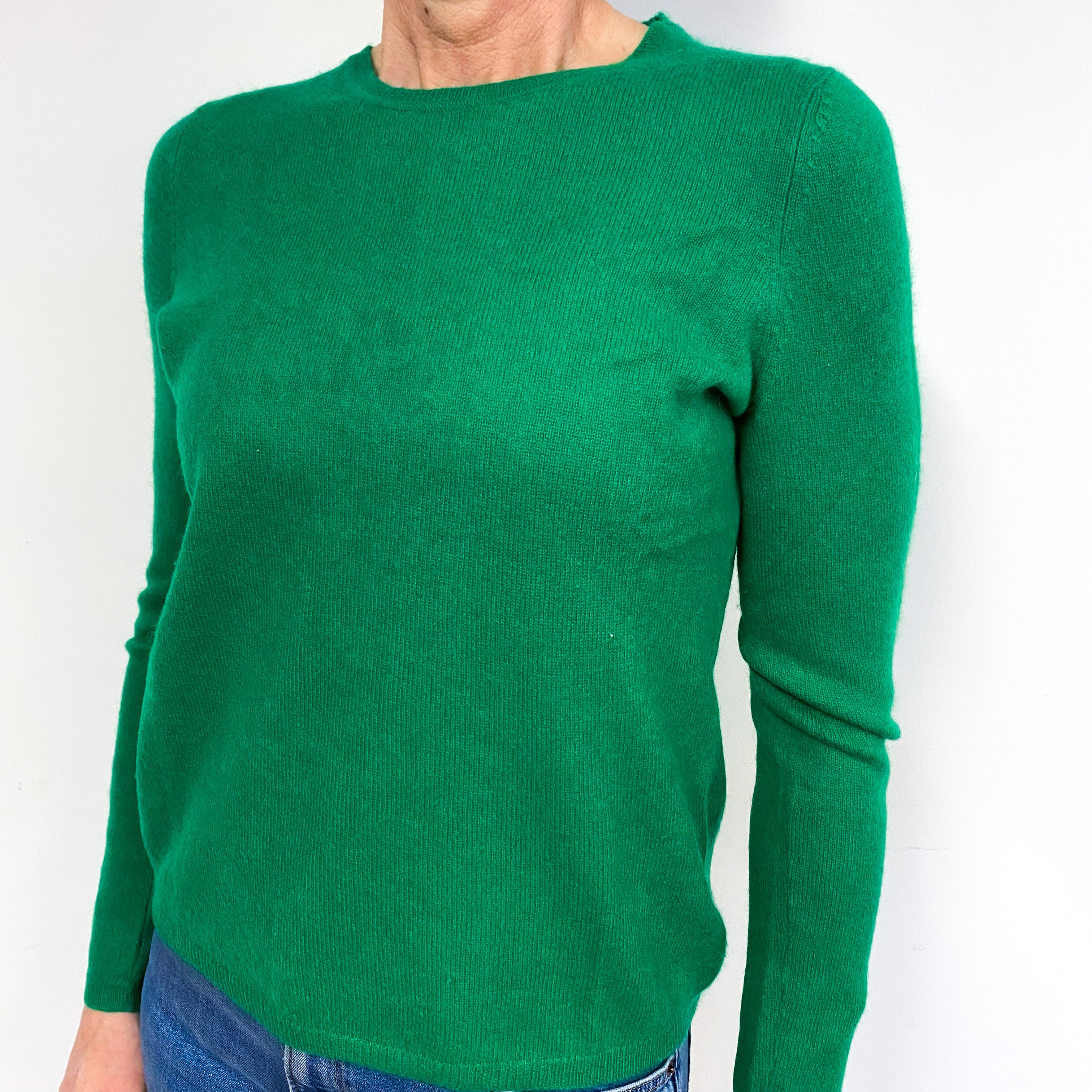 Shamrock Green Cashmere Crew Neck Jumper Medium