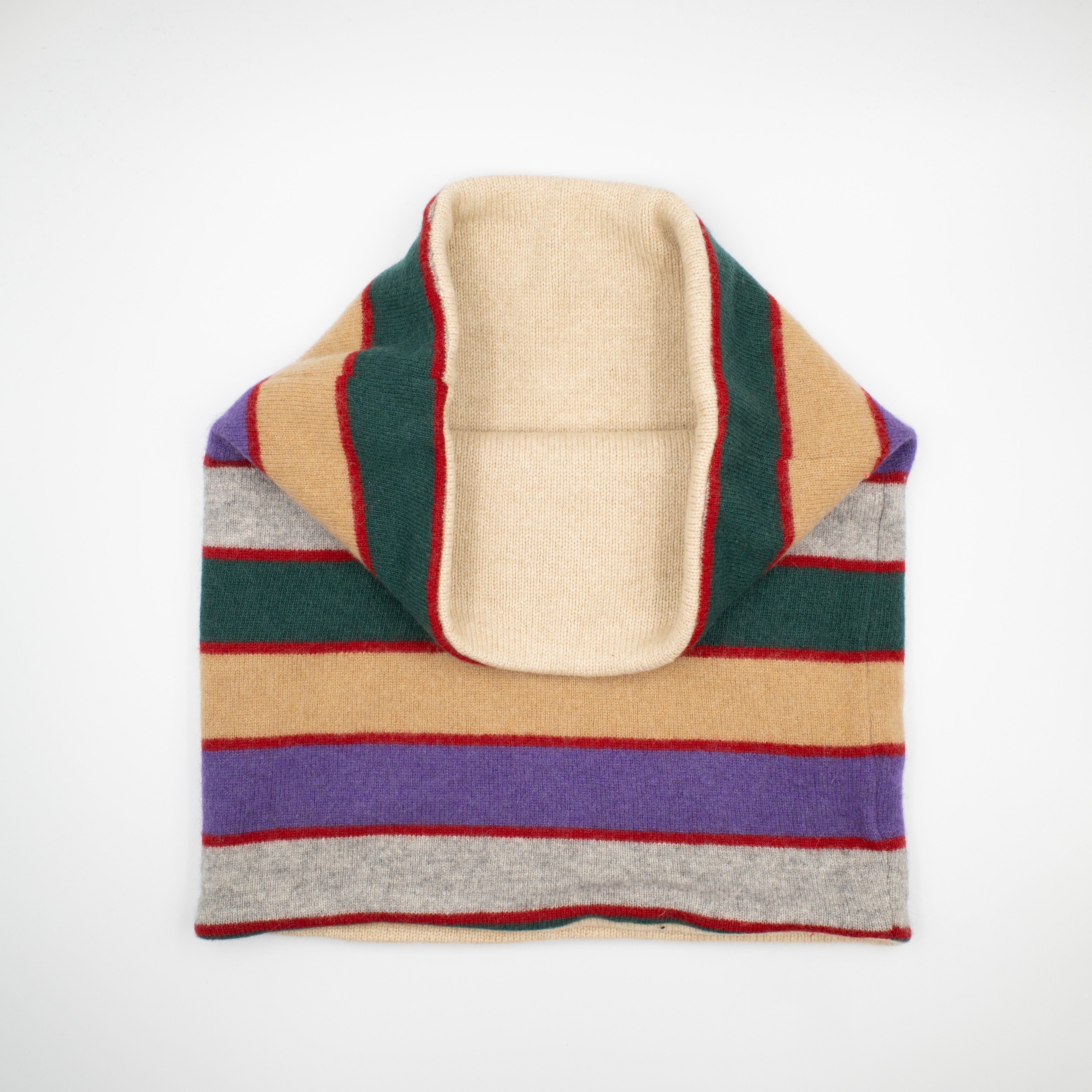 Colourful Stripe and Beige Luxury Double Layered Snood