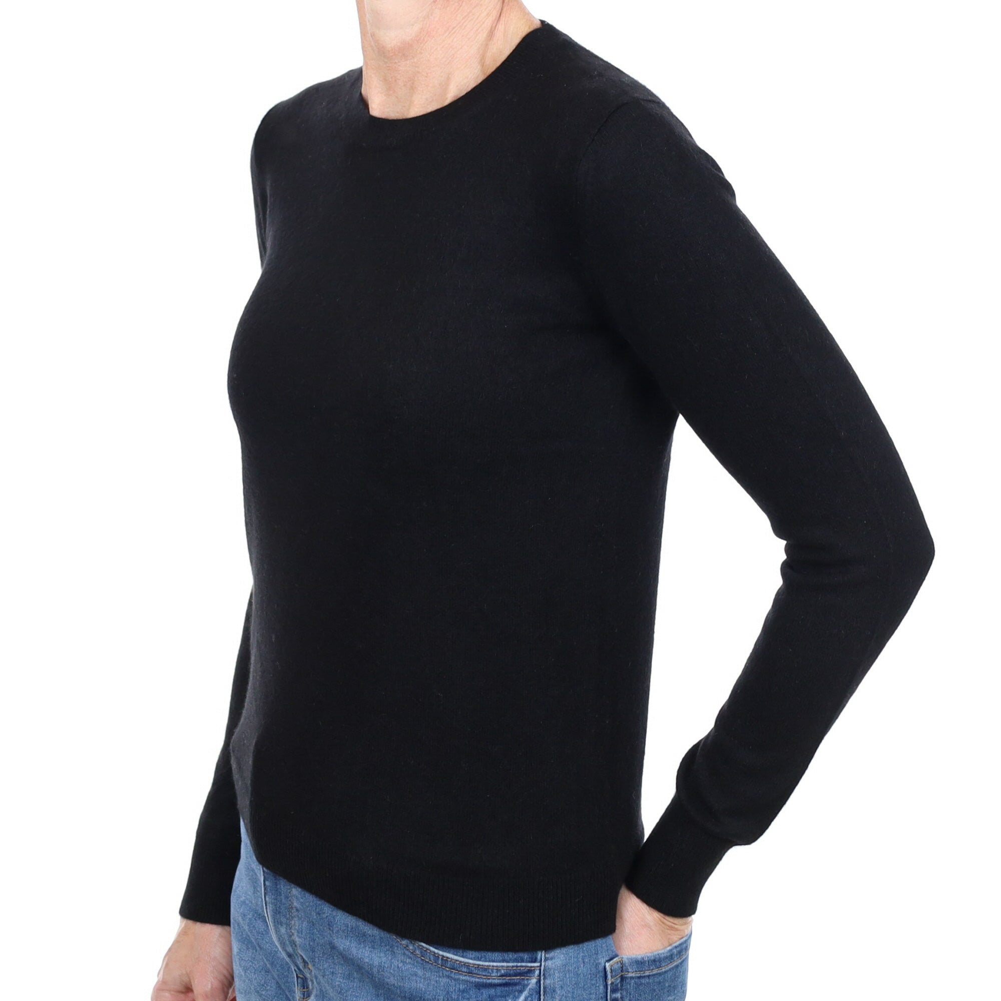 Black Cashmere Crew Neck Jumper Small