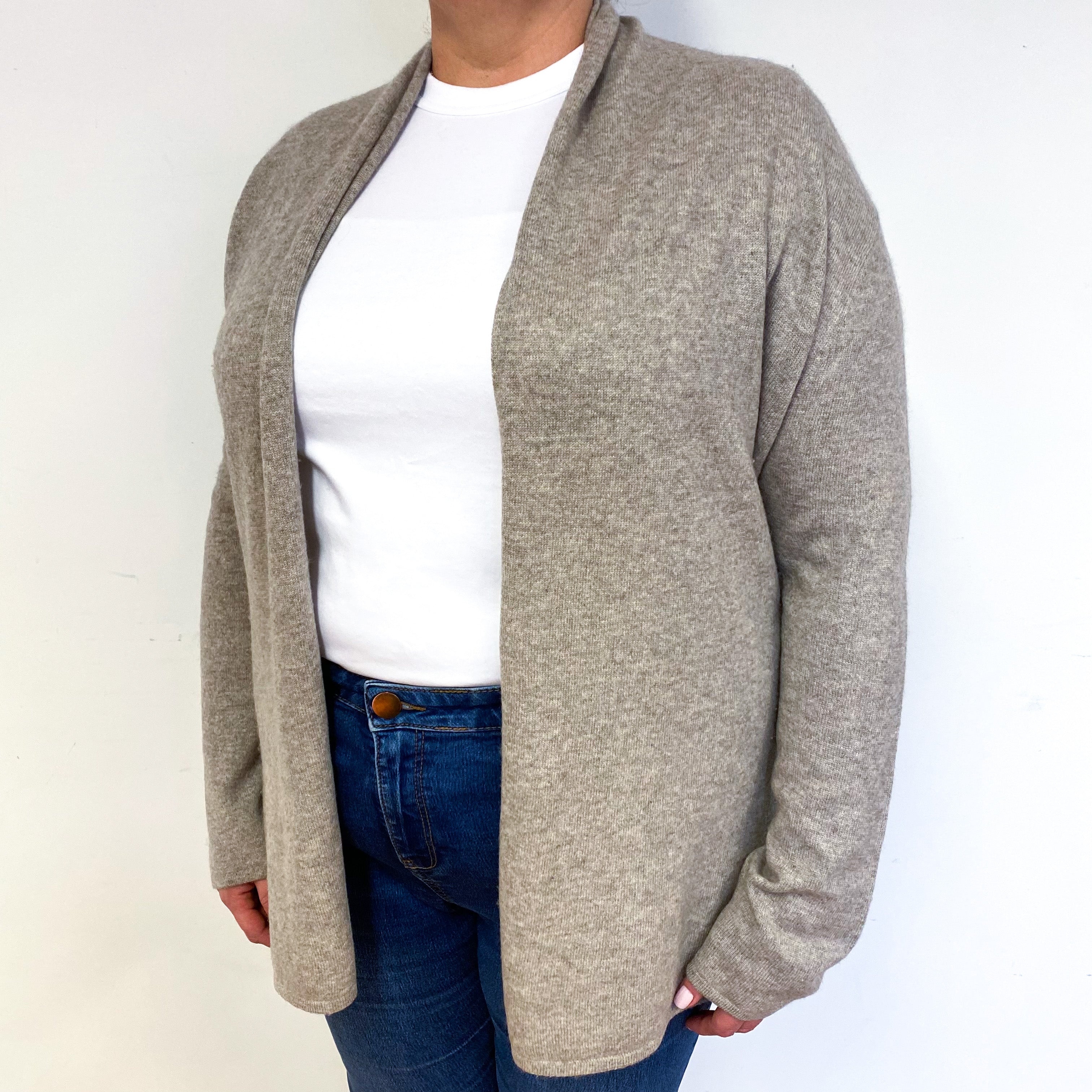 Mink Brown Cashmere Edge to Edge Cardigan Extra Large