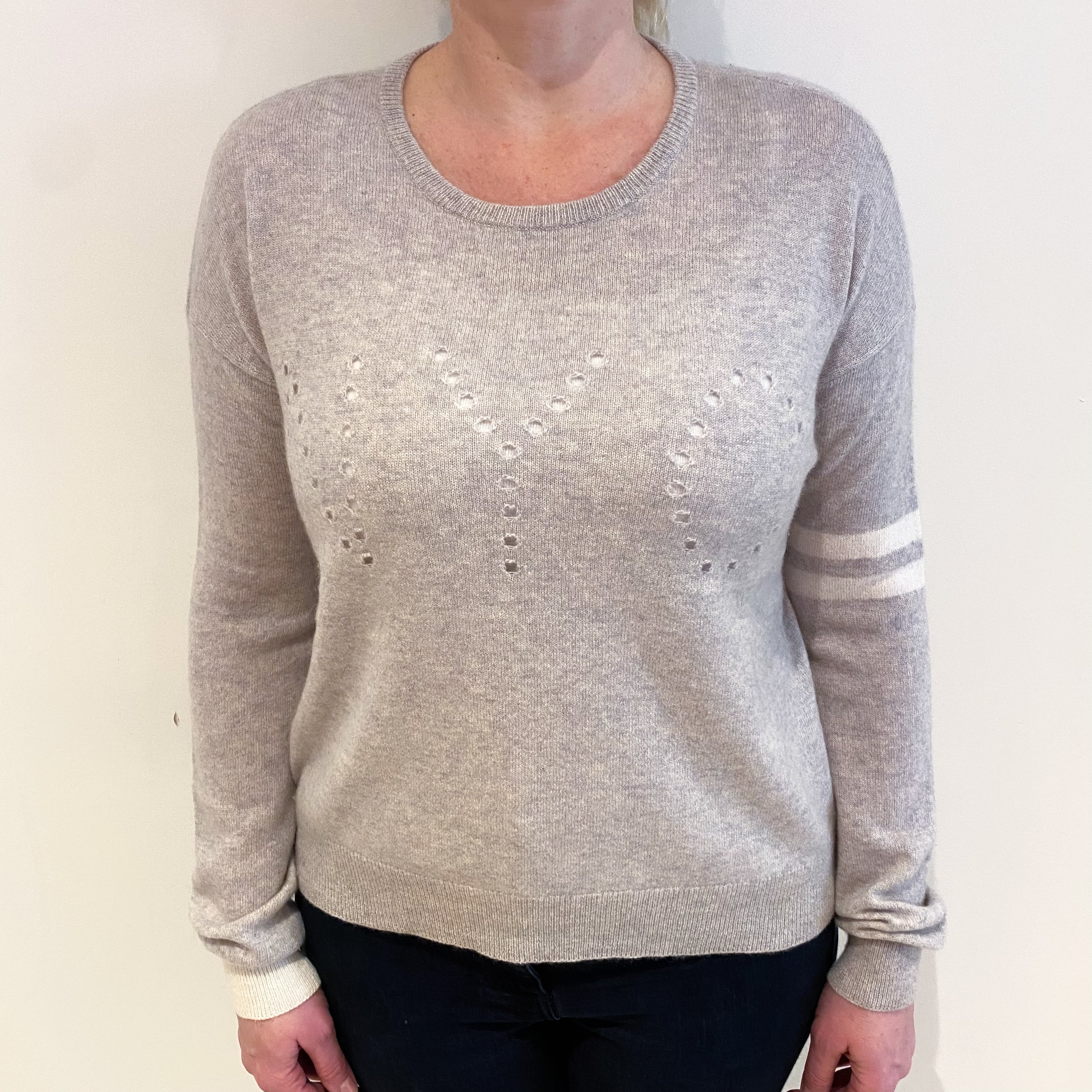 Duffy Smoke Grey Marl NYC Cashmere Crew Neck Jumper Large