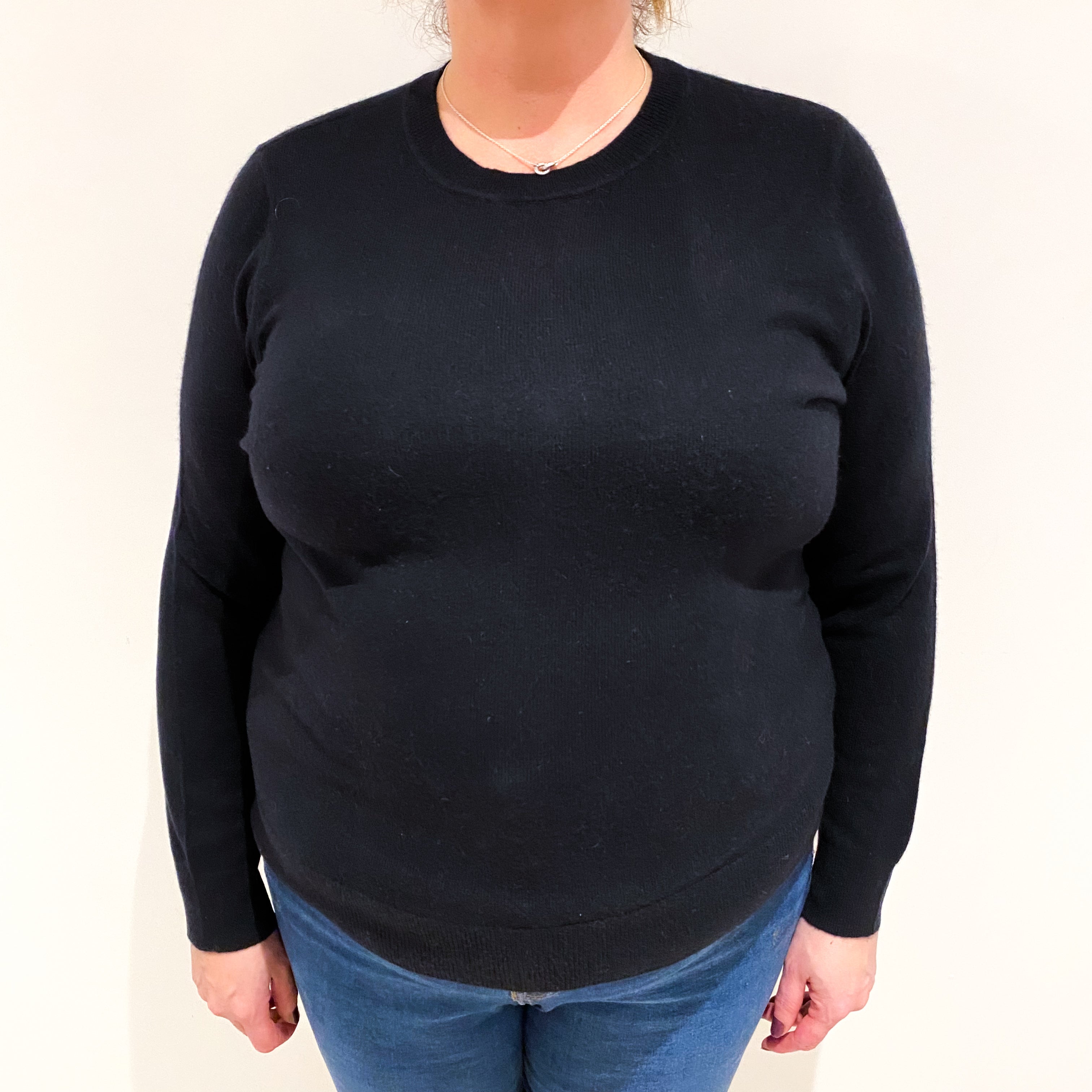 Black Cashmere Crew Neck Jumper Extra Large