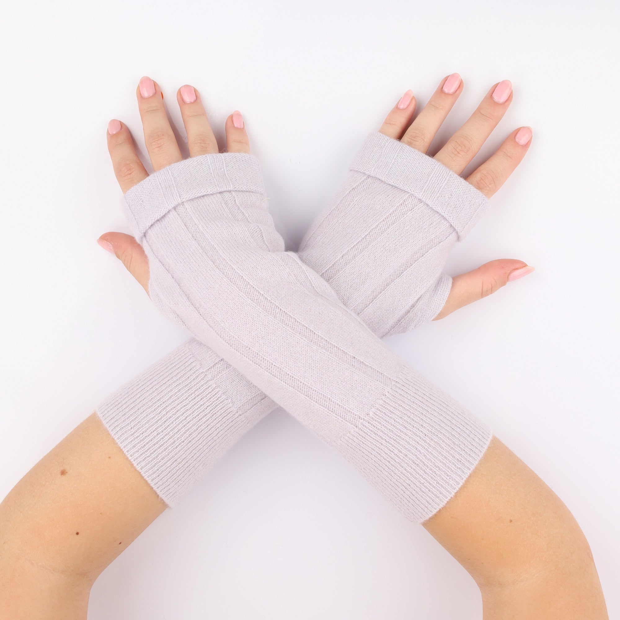 Palest Purple Rib Fingerless Gloves