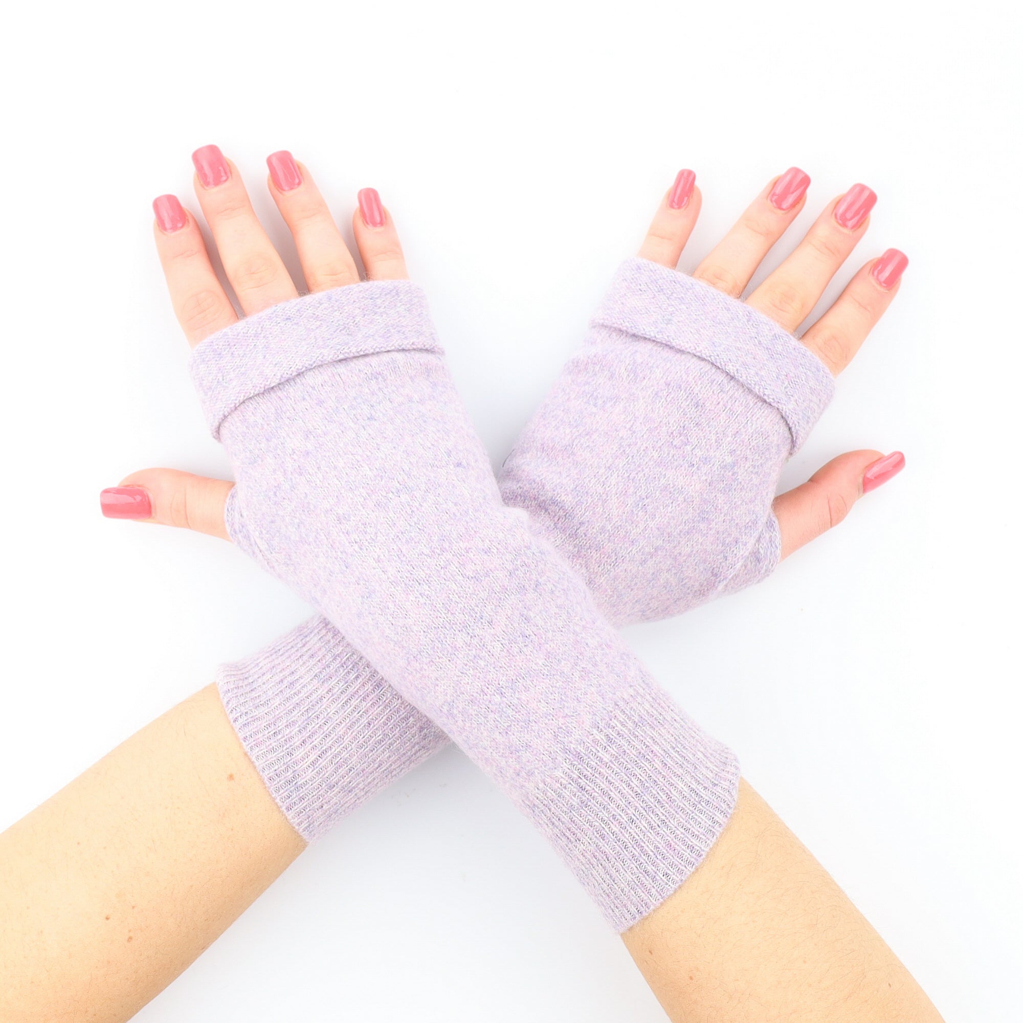 Pale Lilac Purple Marl Fingerless Gloves