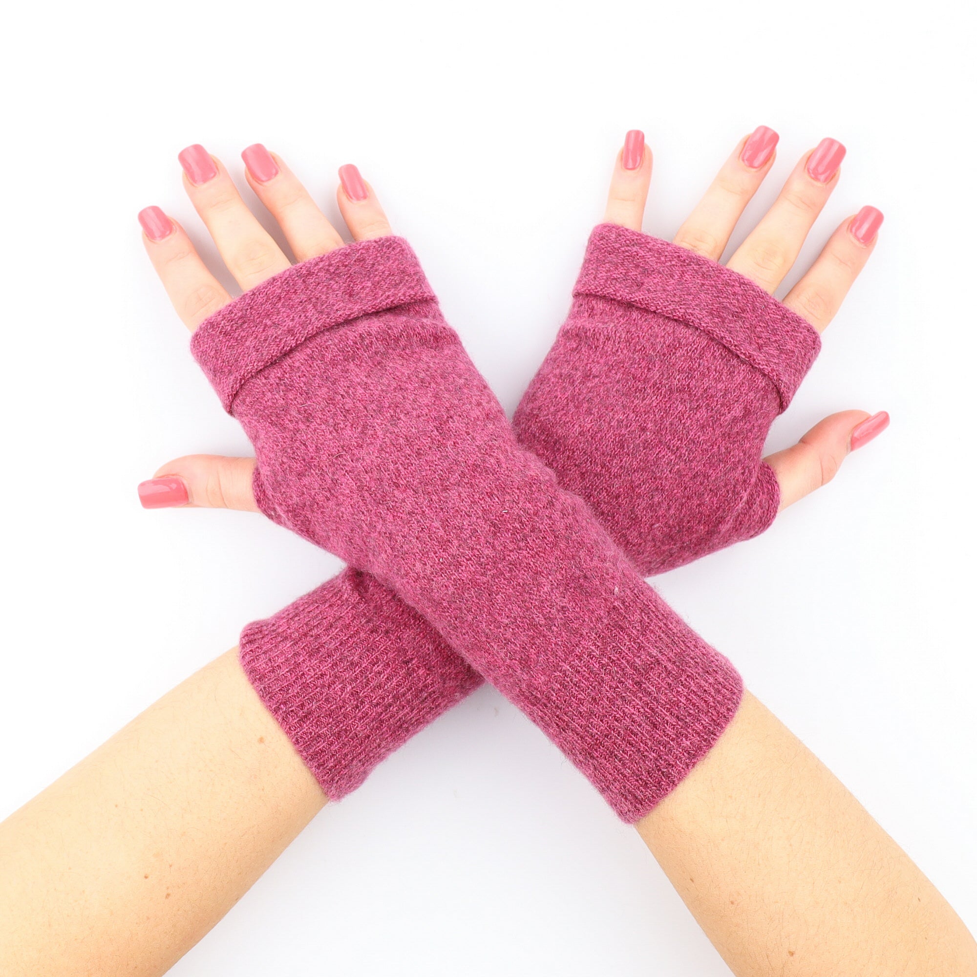 Wild Plum Pink Marl Fingerless Gloves