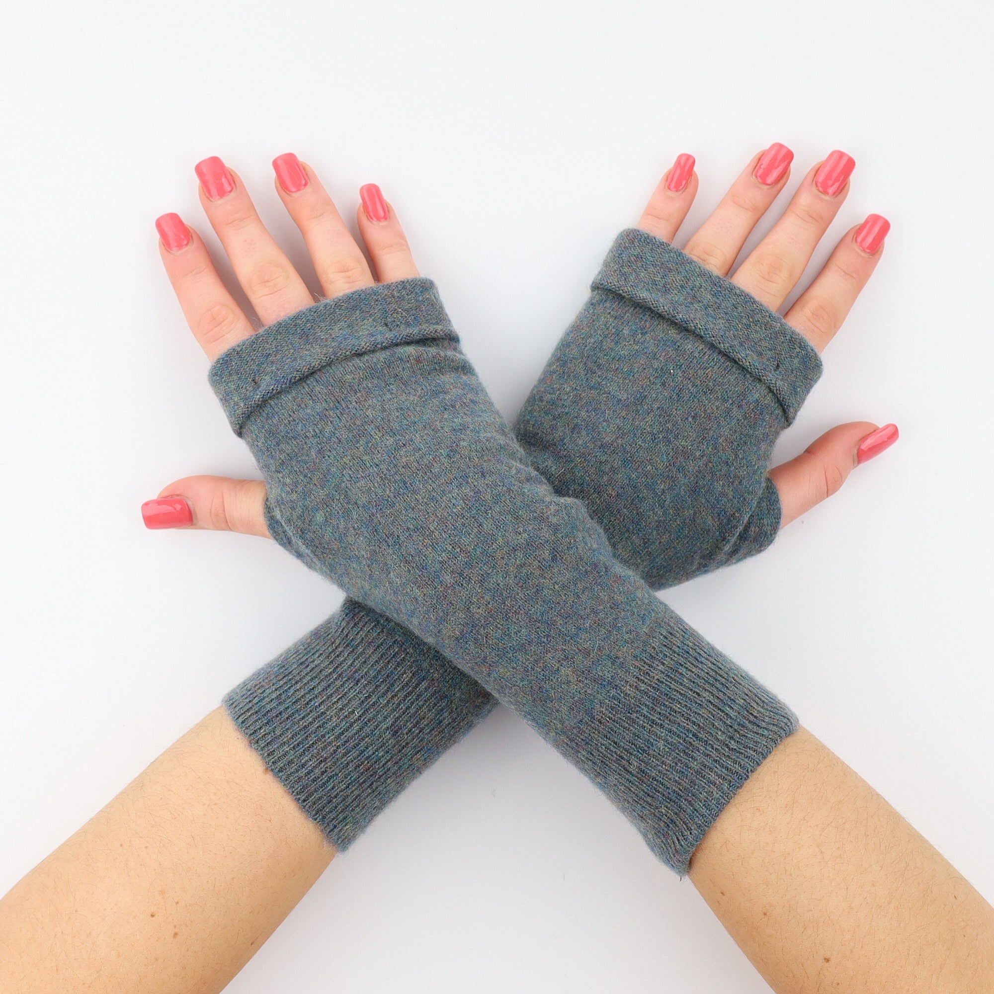 Ocean Green Marl Fingerless Gloves