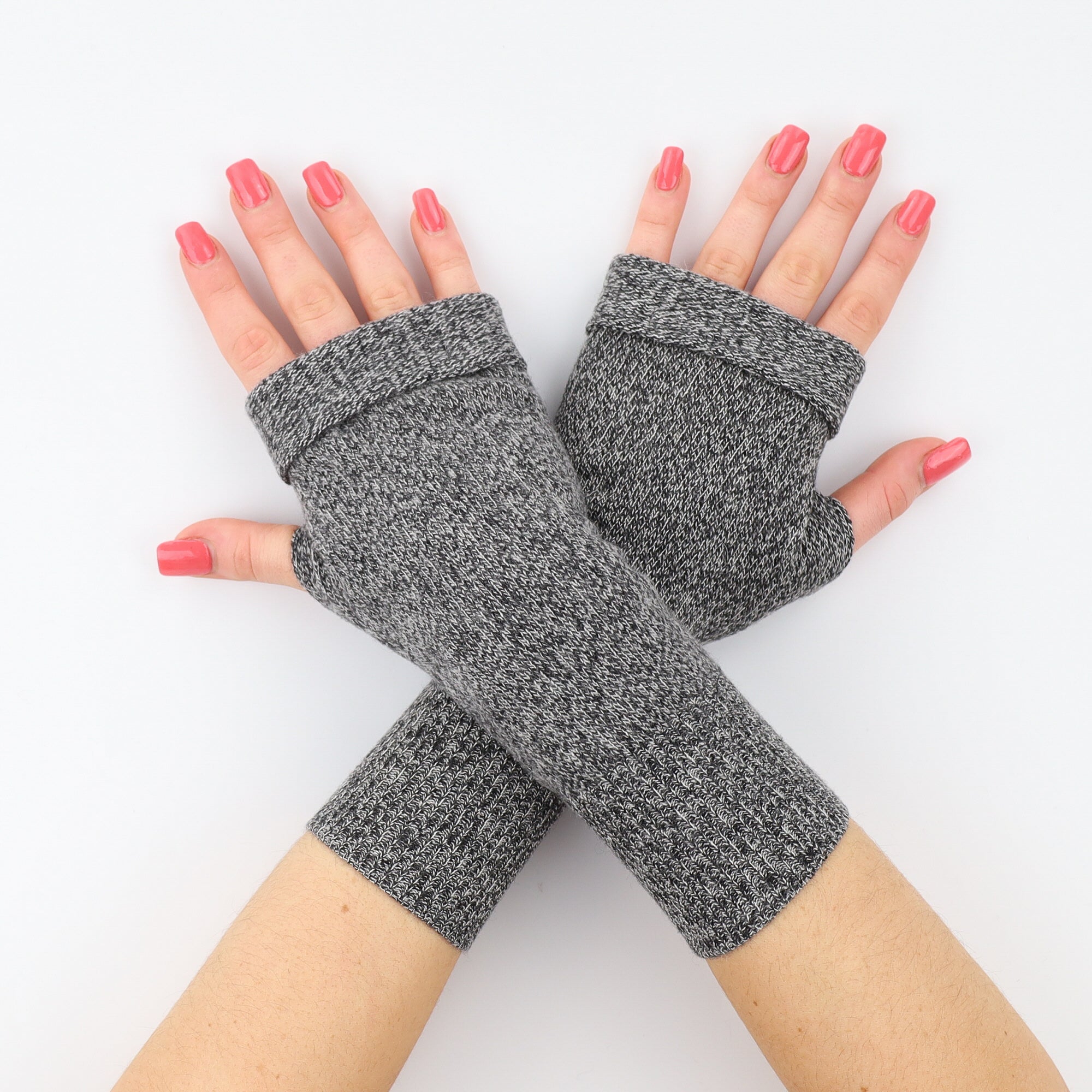Ash Grey Marl Fingerless Gloves