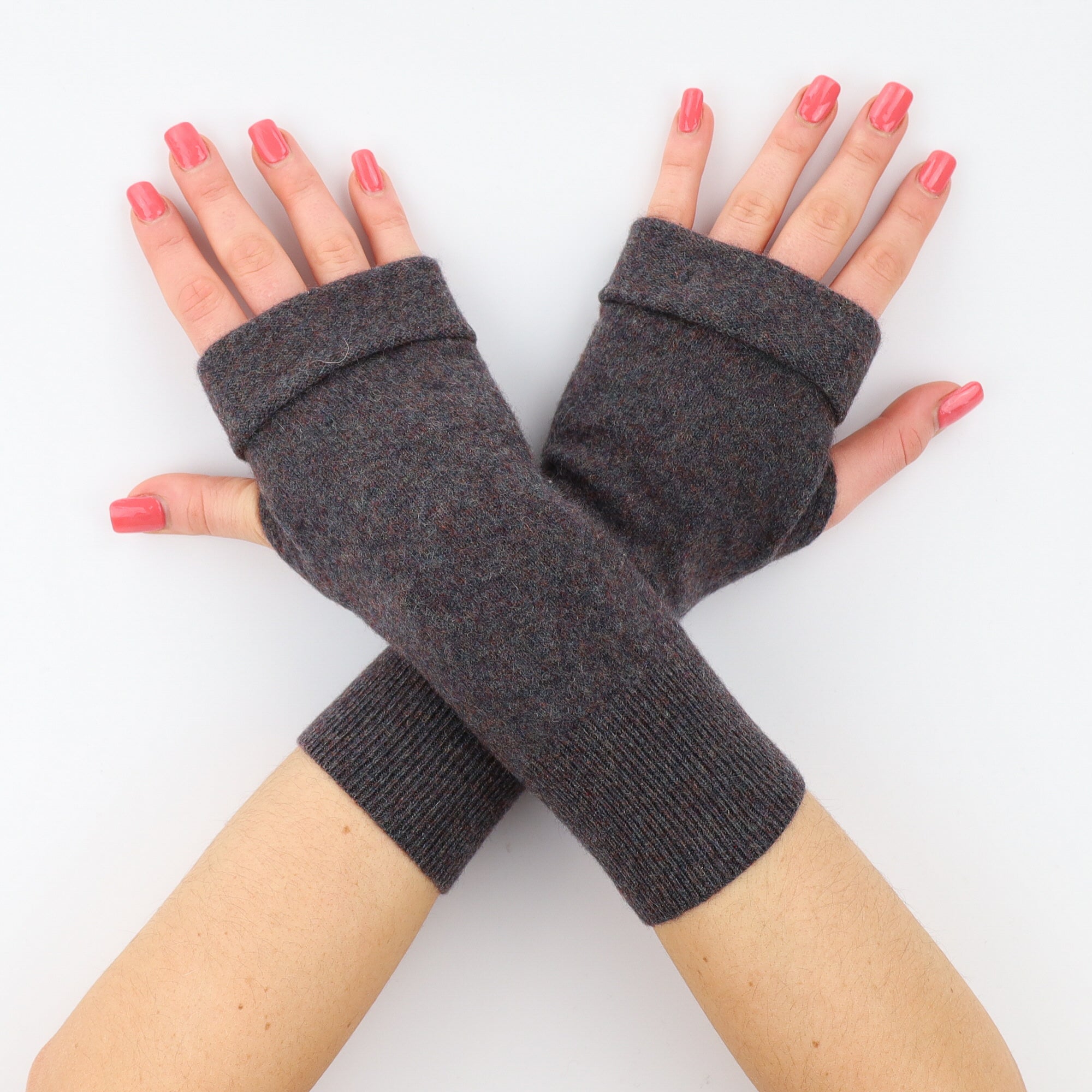Charcoal Grey Marl Fingerless Gloves