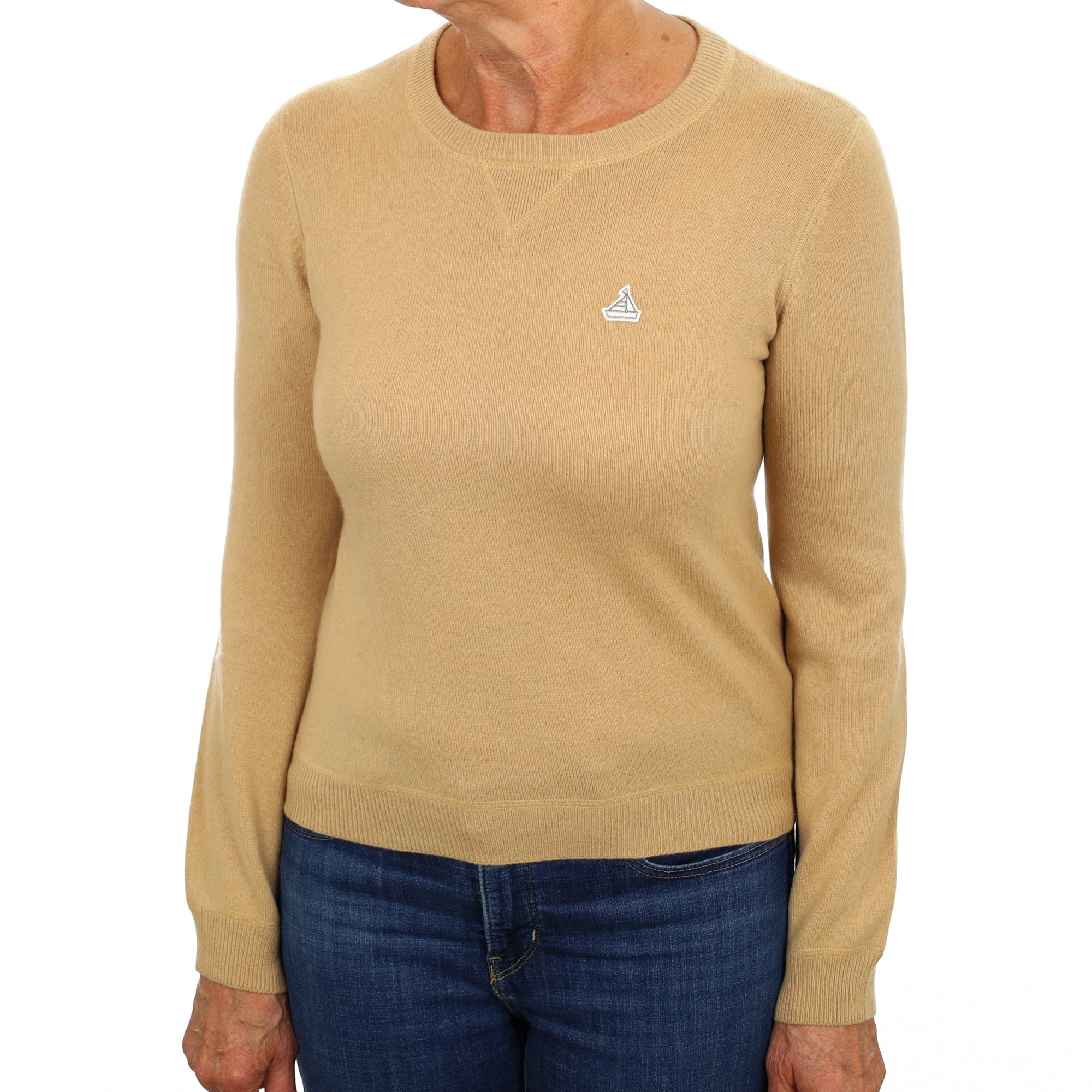 Caramel Brown Cashmere Crew Neck Jumper Medium
