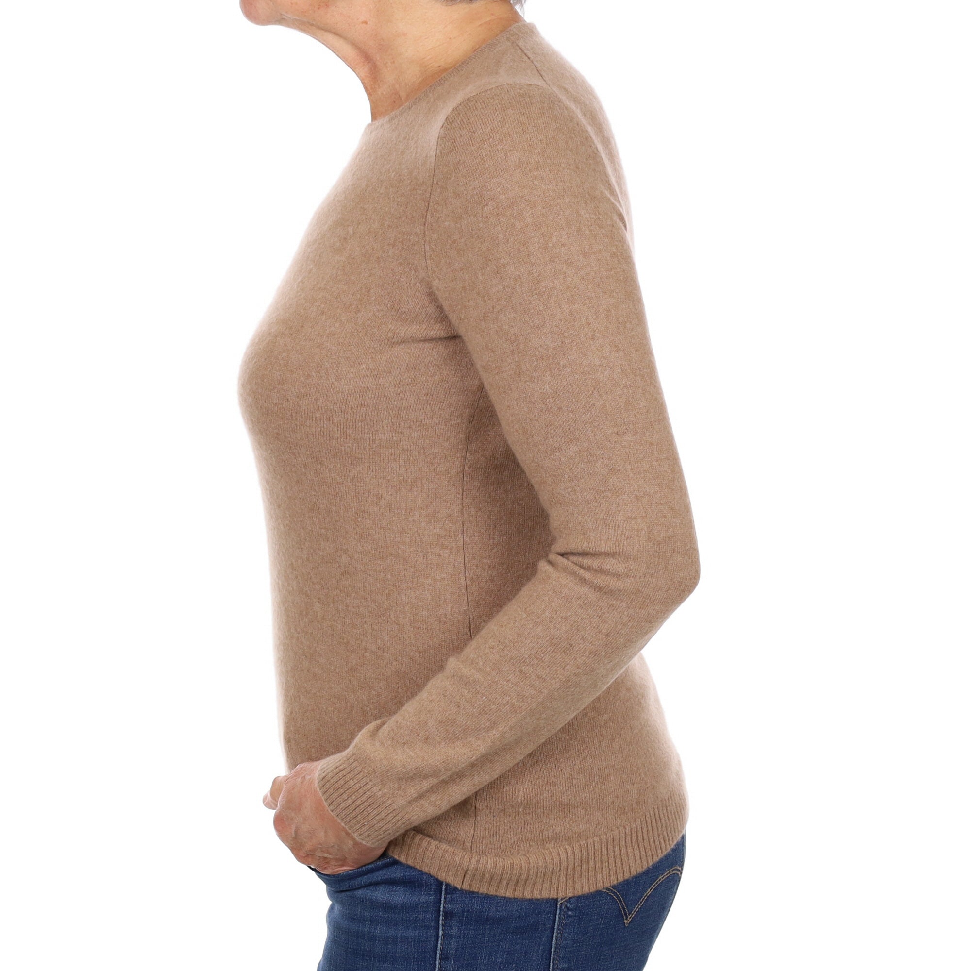 L.L Bean Toffee Brown Cashmere Crew Neck Jumper Medium