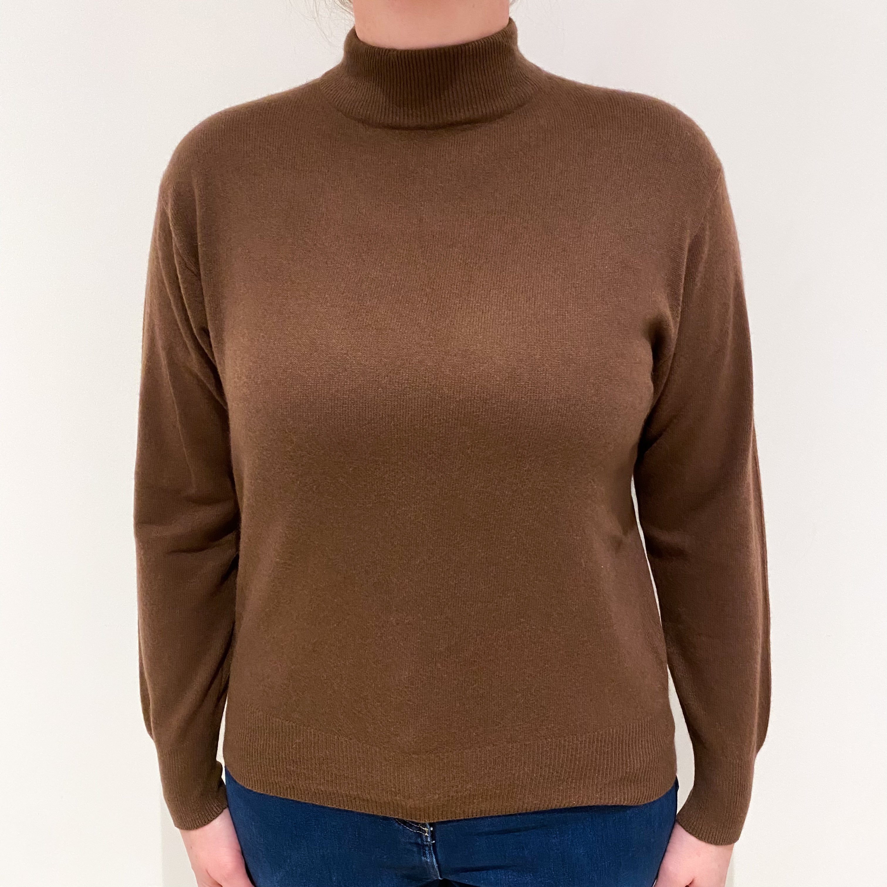 Donkey Brown Cashmere Turtle Neck Jumper Large