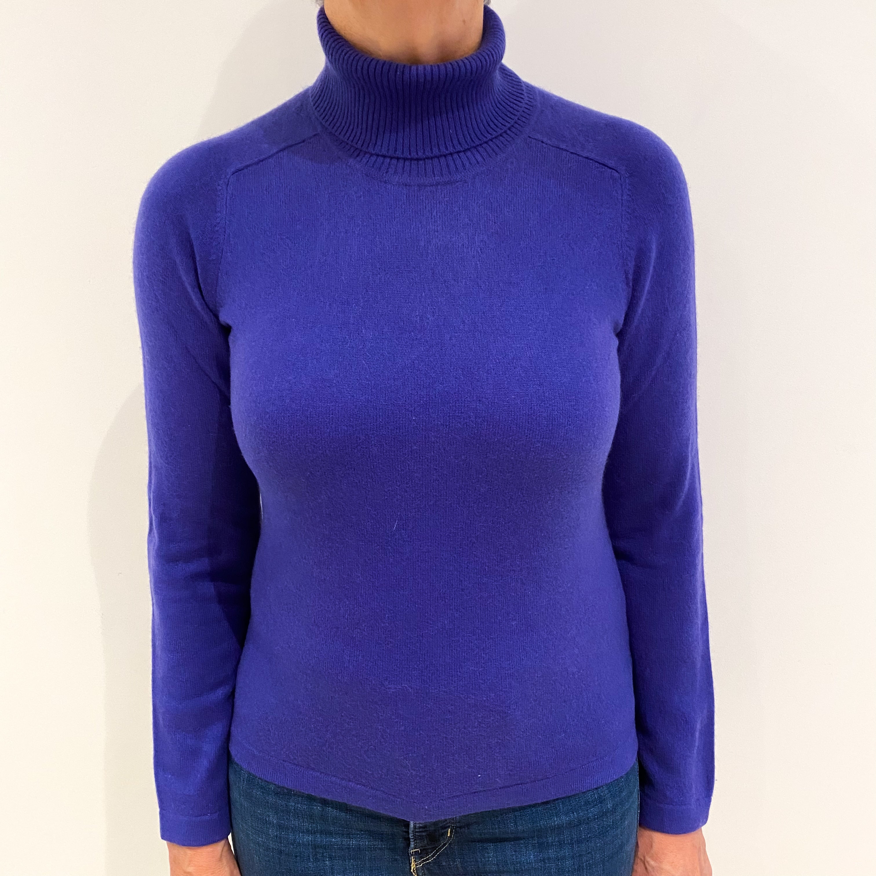 Pansy Purple Cashmere Polo Neck Jumper Medium