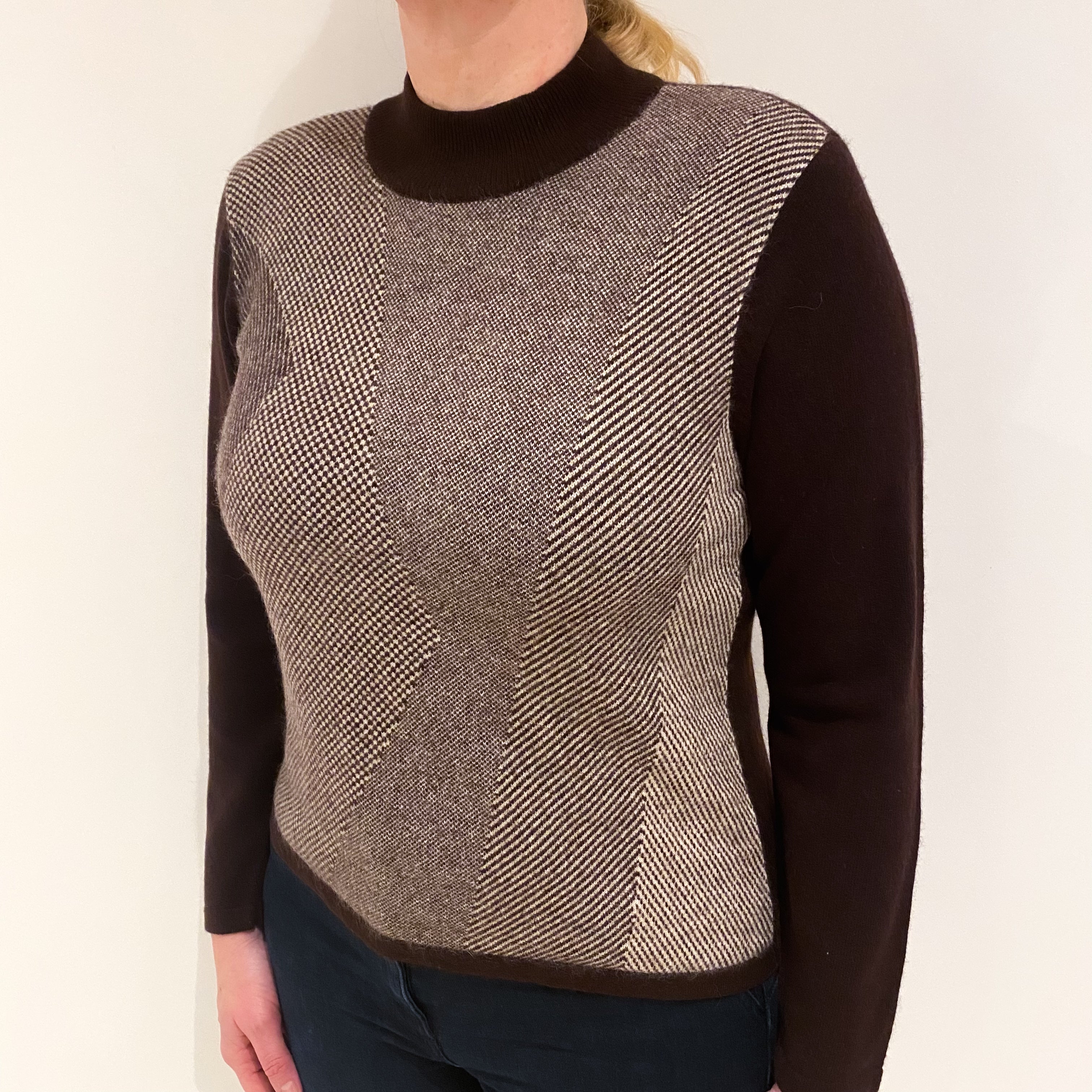 Chocolate Brown Cashmere Turtle Neck Jumper Large