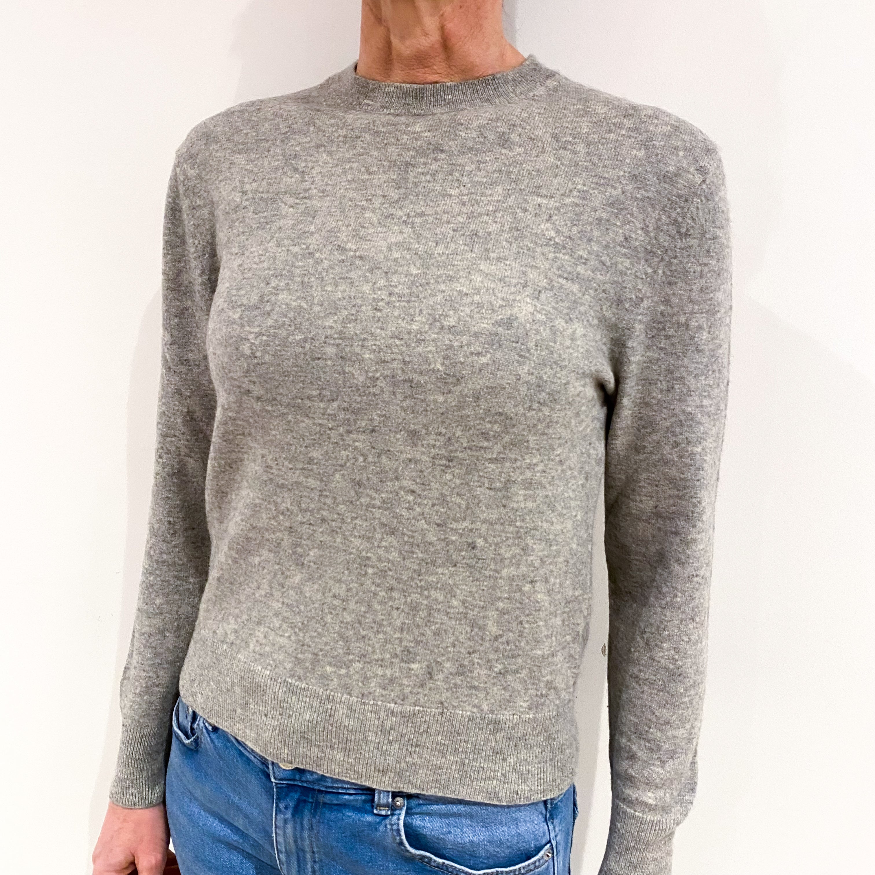 Smoke Grey Cashmere Crew Neck Jumper Small