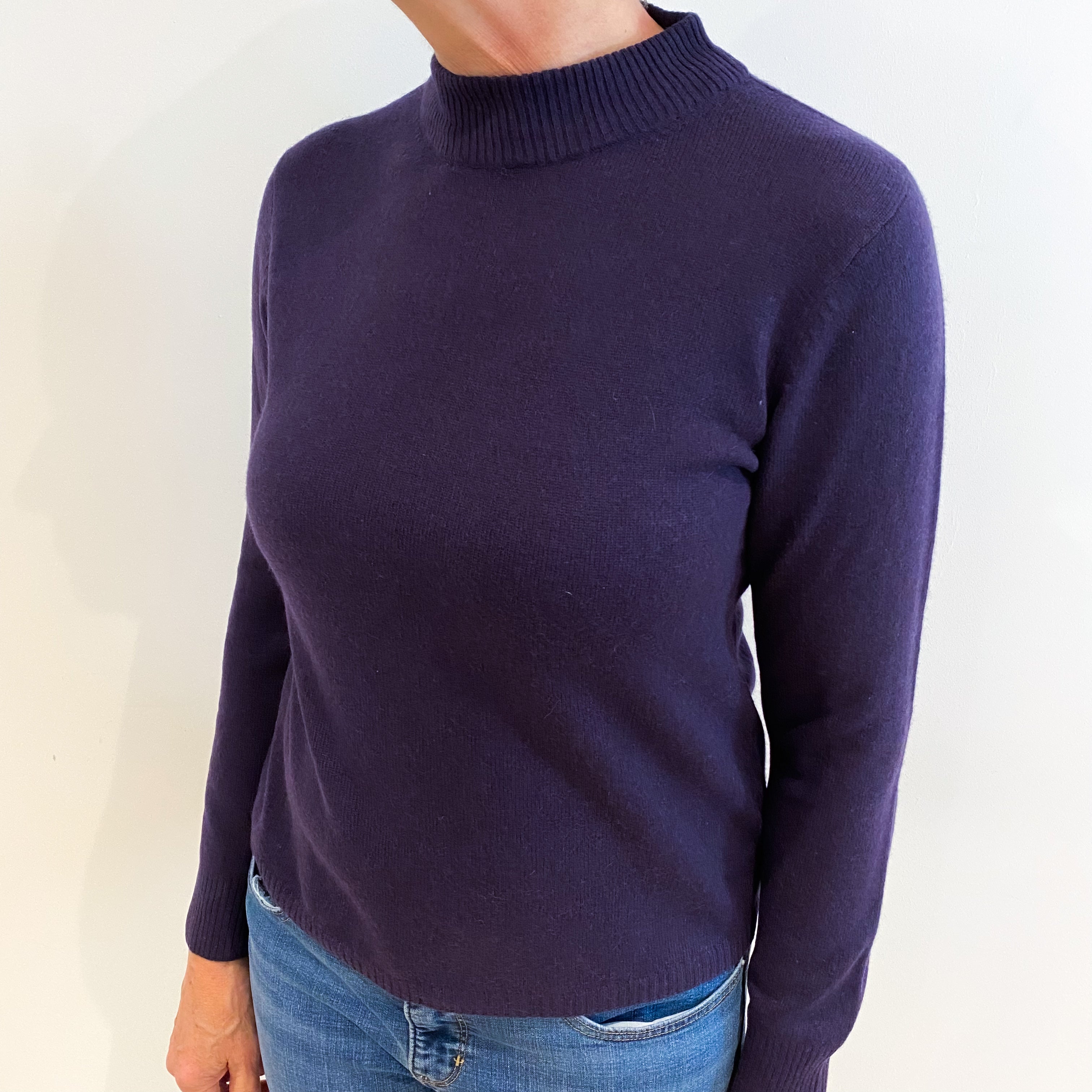 Indigo Purple Cashmere Turtle Neck Jumper Medium