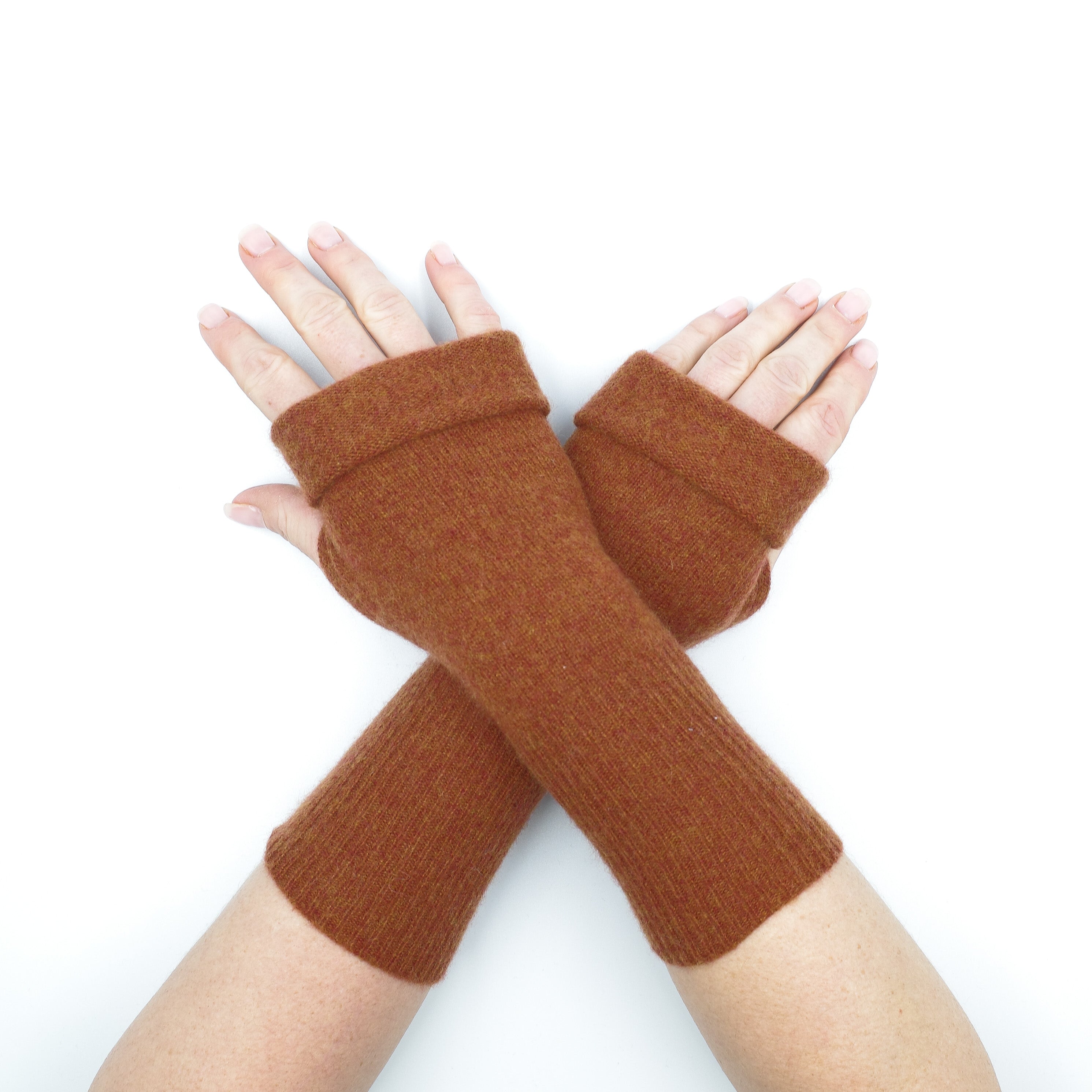 Rust Brown Fingerless Gloves