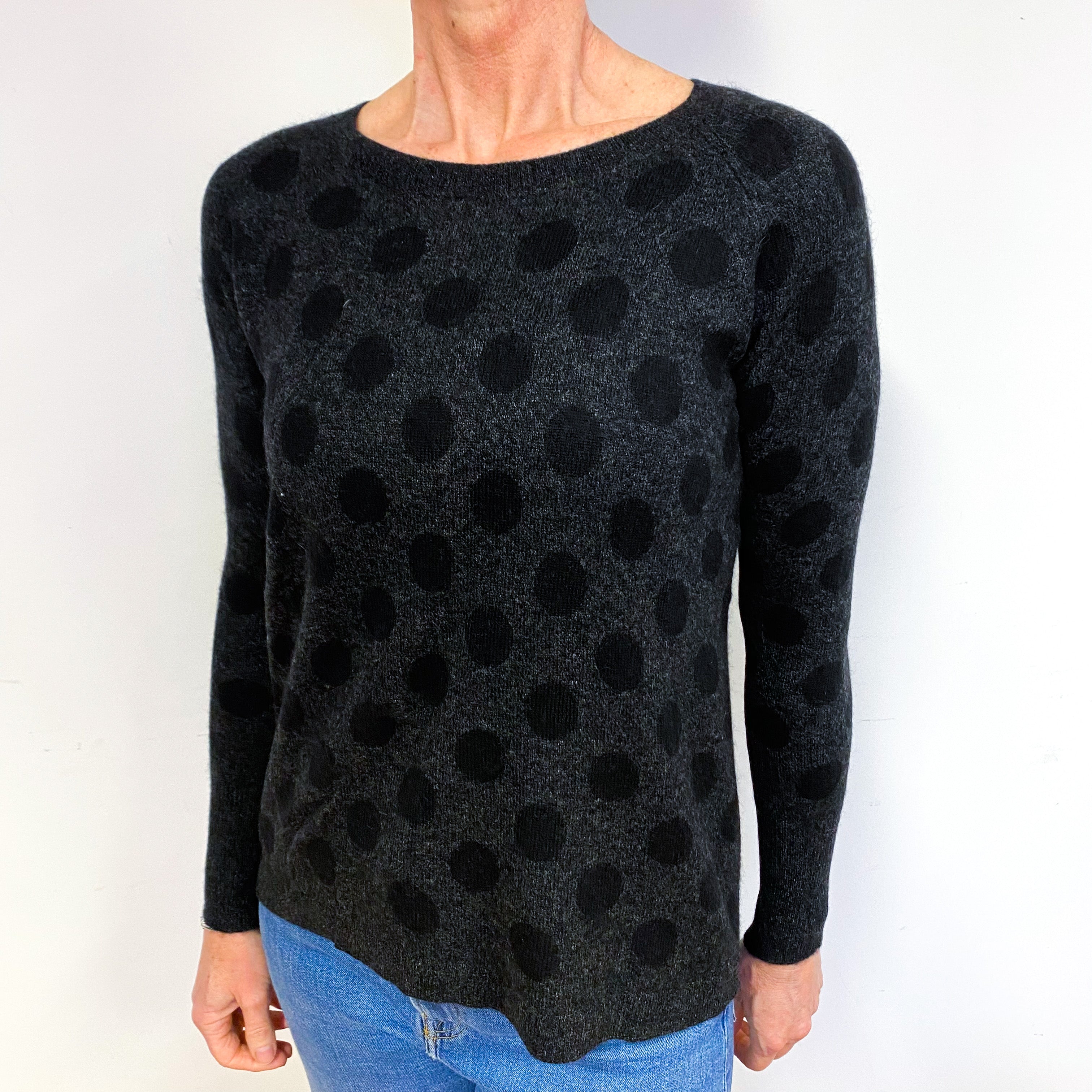 Charcoal Grey Cashmere Crew Neck Jumper Medium