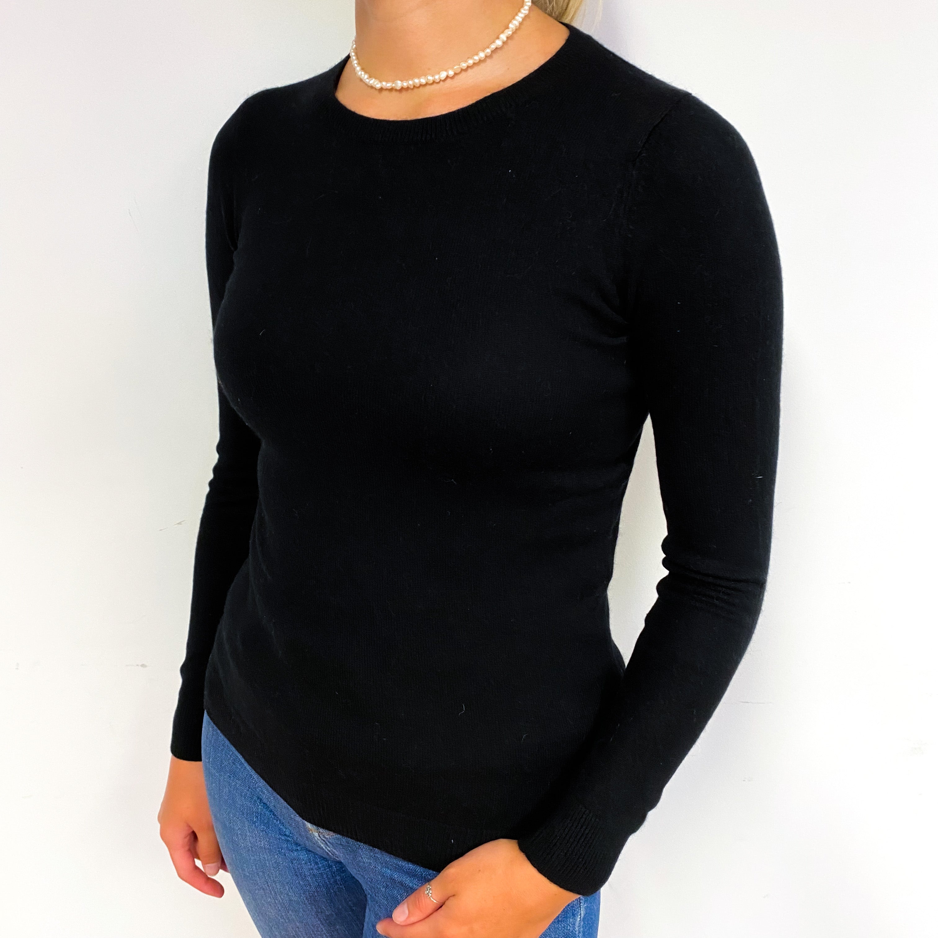 Black Cashmere Crew Neck Jumper Small