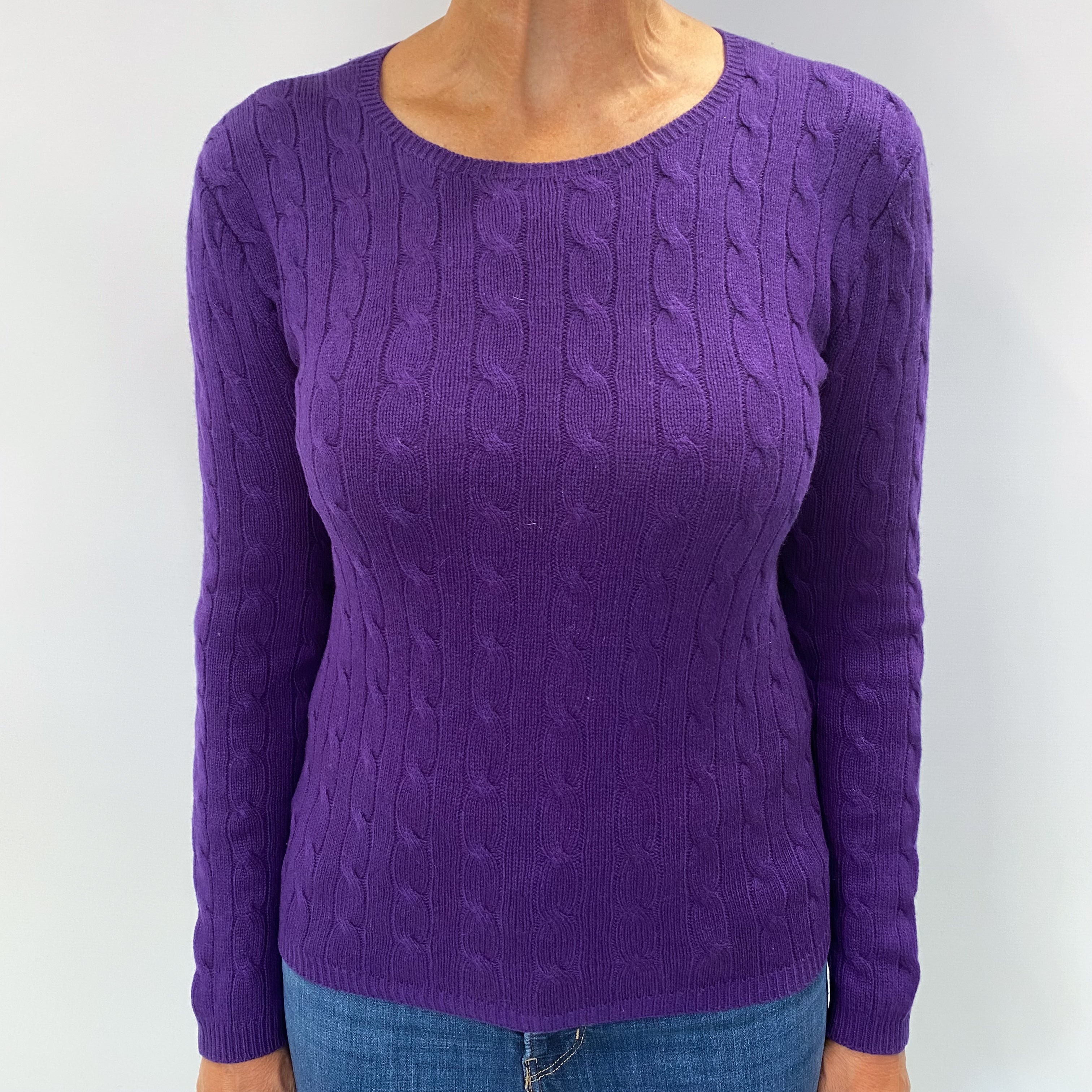 Iris Purple Cashmere Crew Neck Jumper Medium