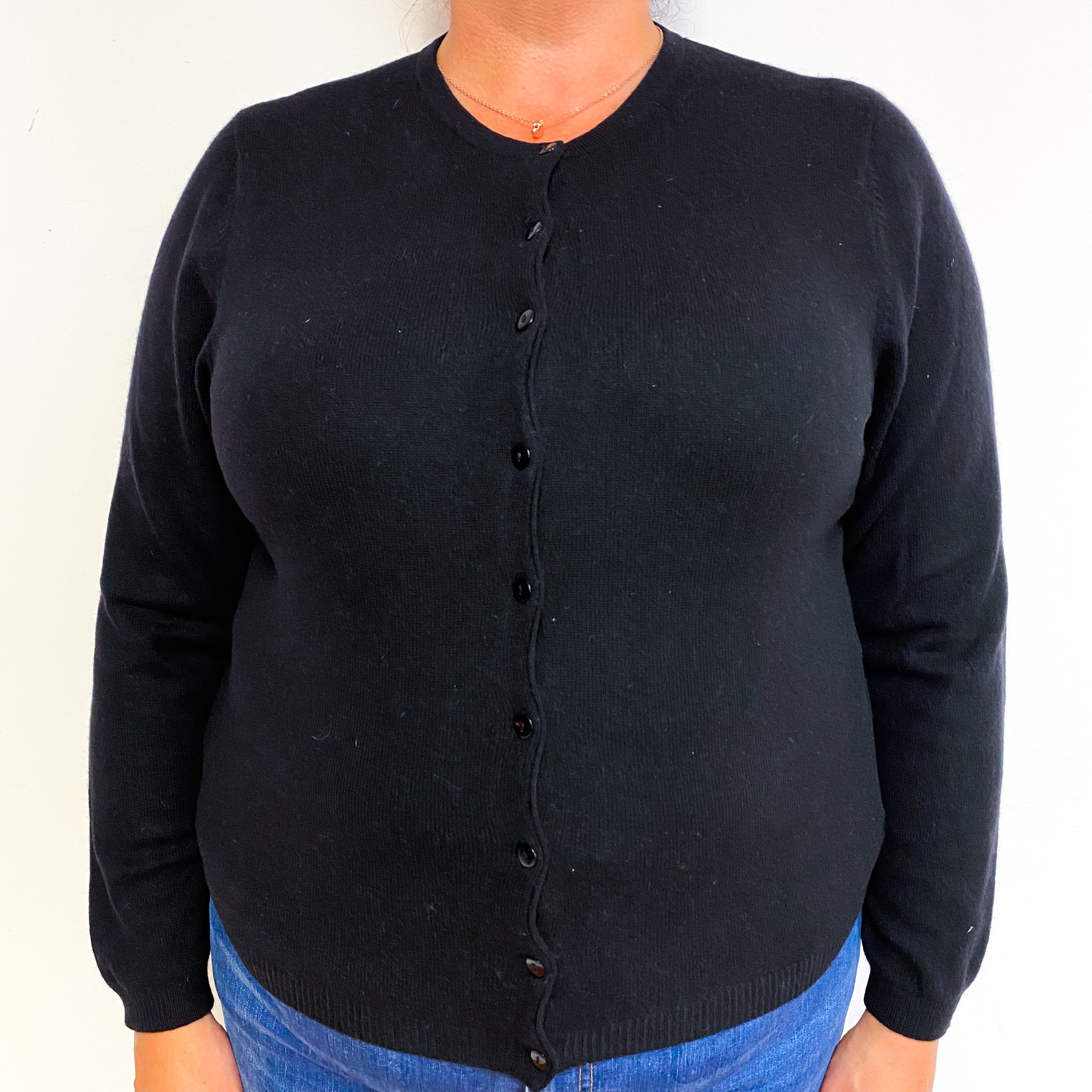 Black Cashmere Crew Neck Cardigan Extra Large