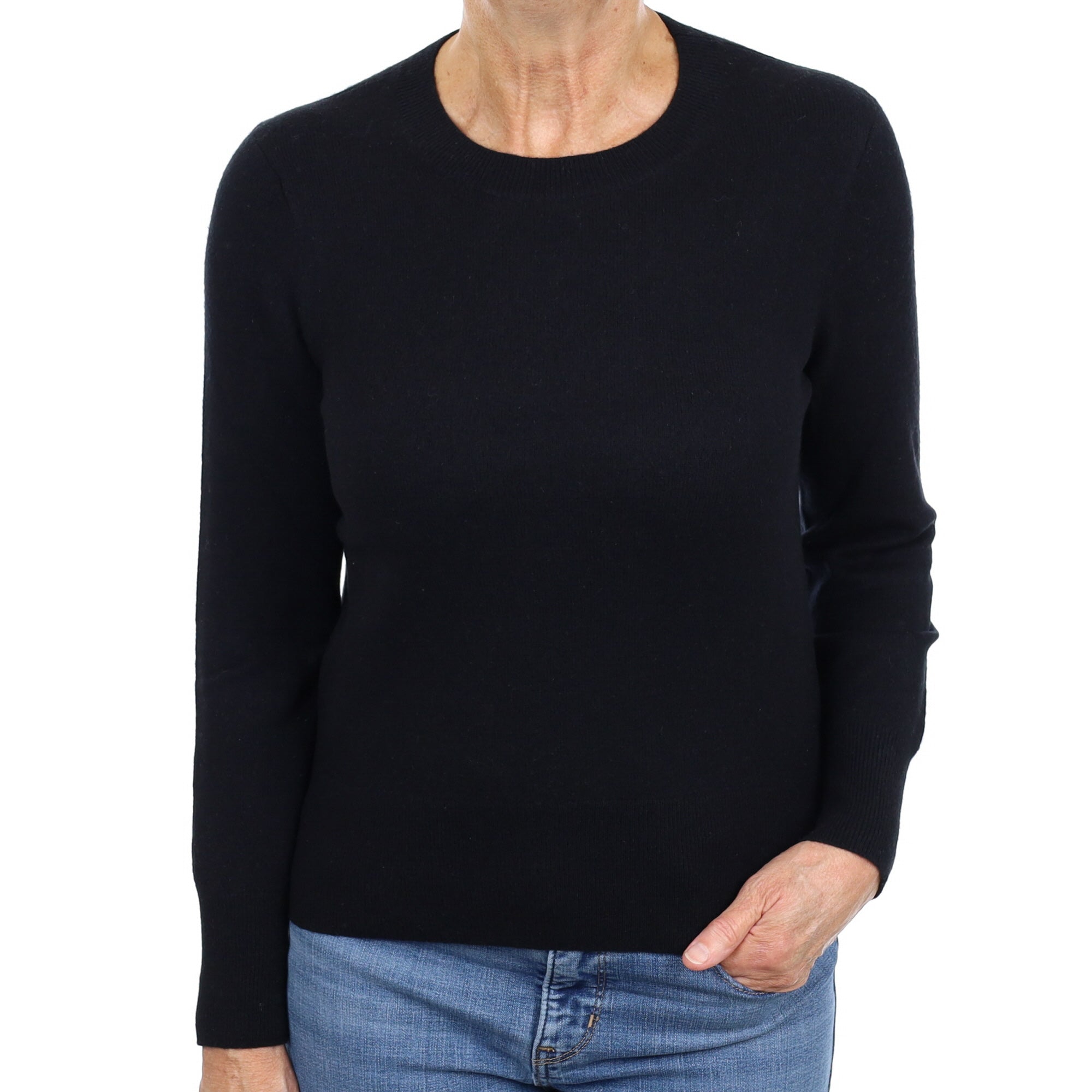 Black Cashmere Crew Neck Jumper Medium