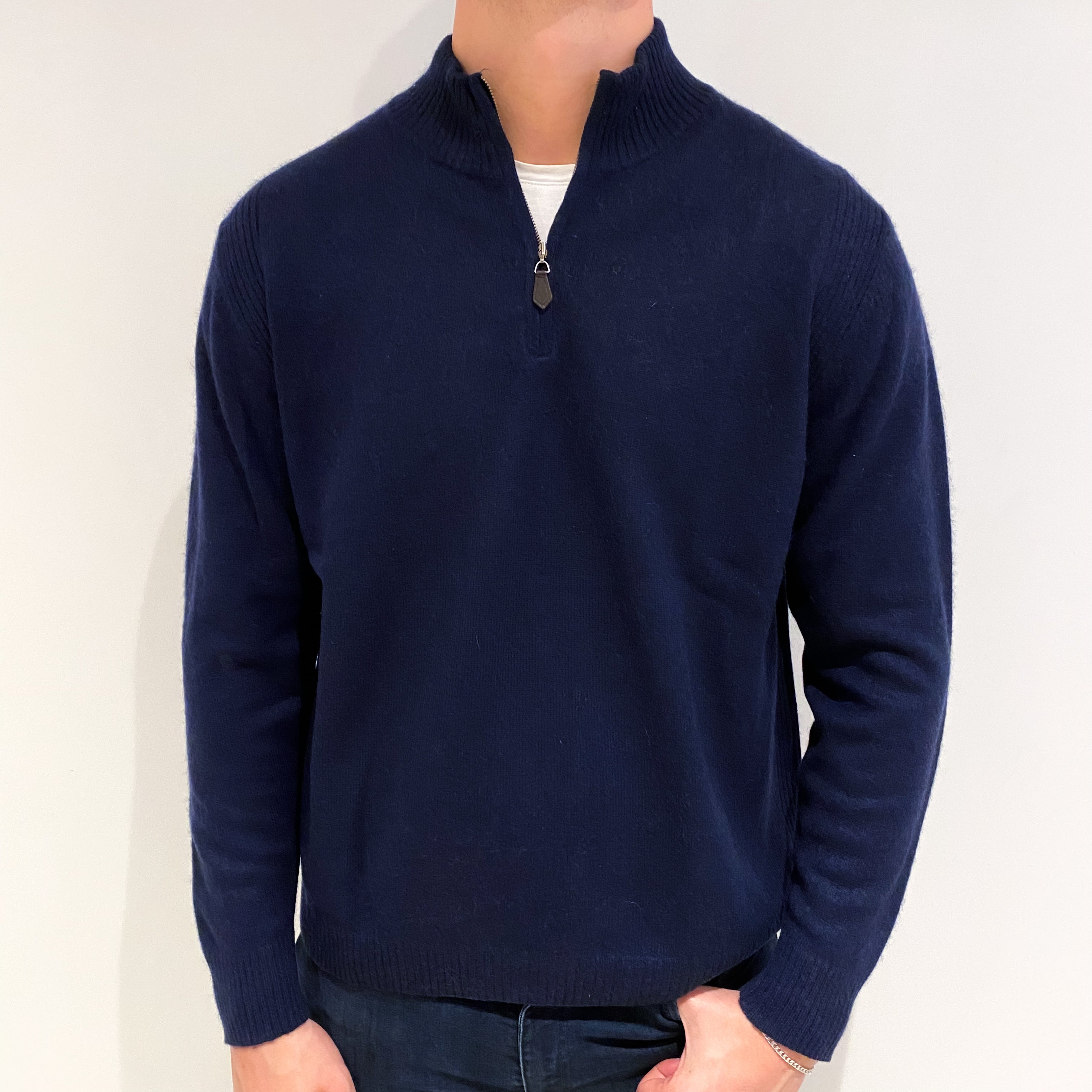 Men's Navy Cashmere Turtle Neck Jumper XL