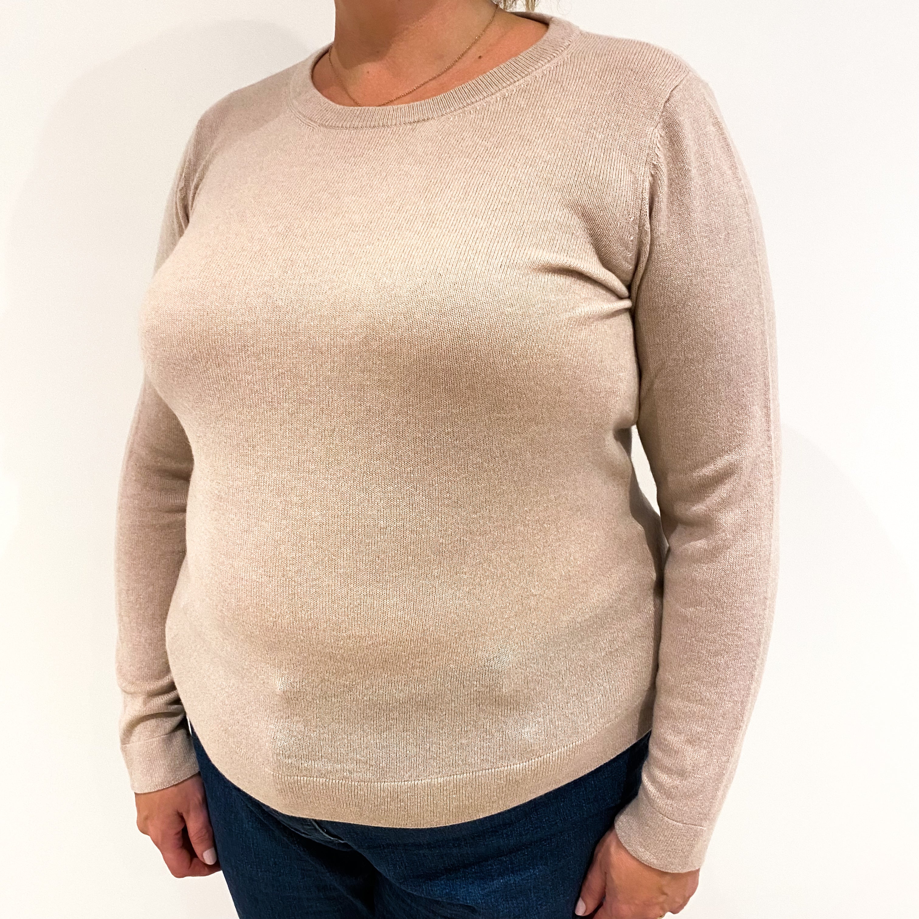 Mauve Pink Cashmere Crew Neck Jumper Extra Large