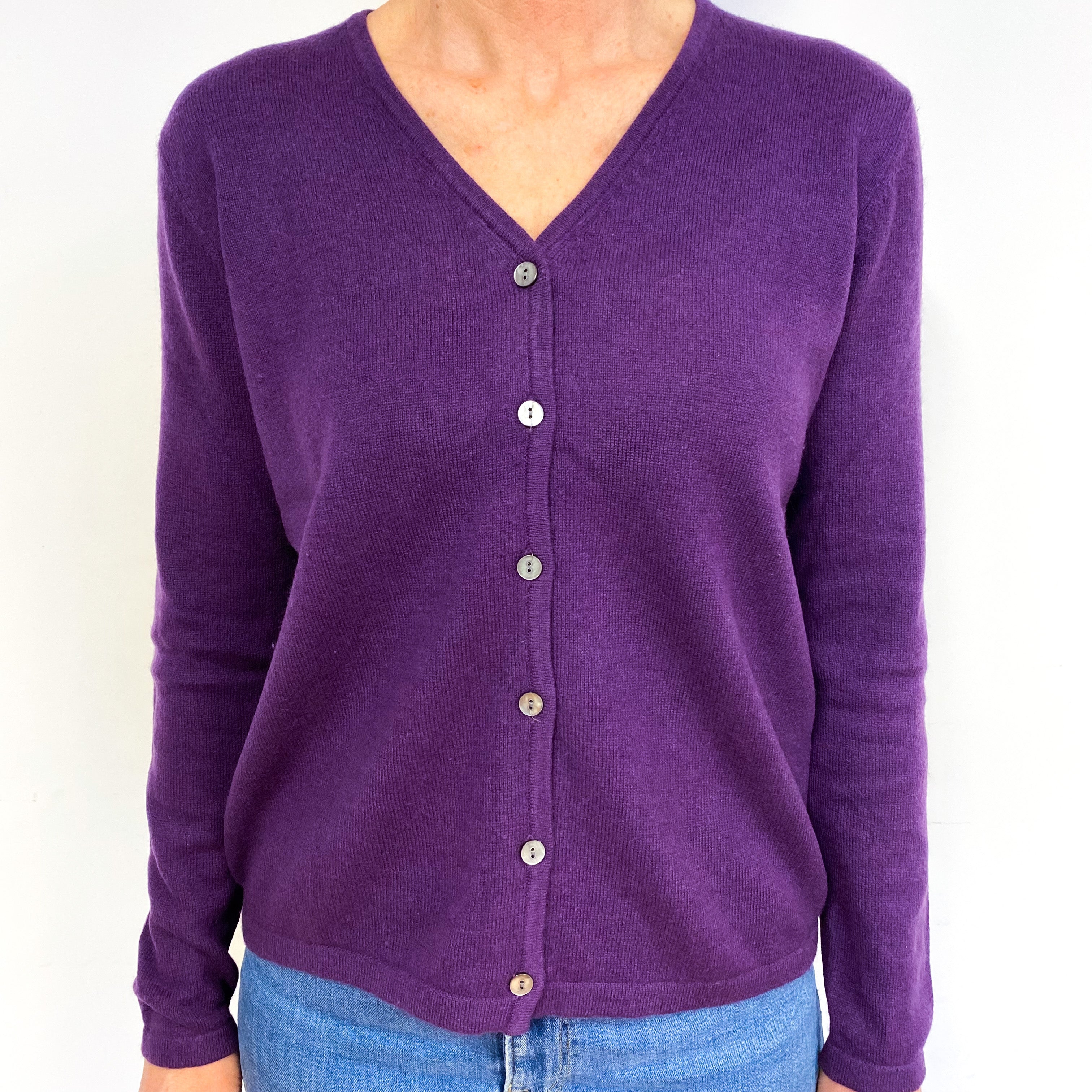 Plum Purple Cashmere Cardigan Medium
