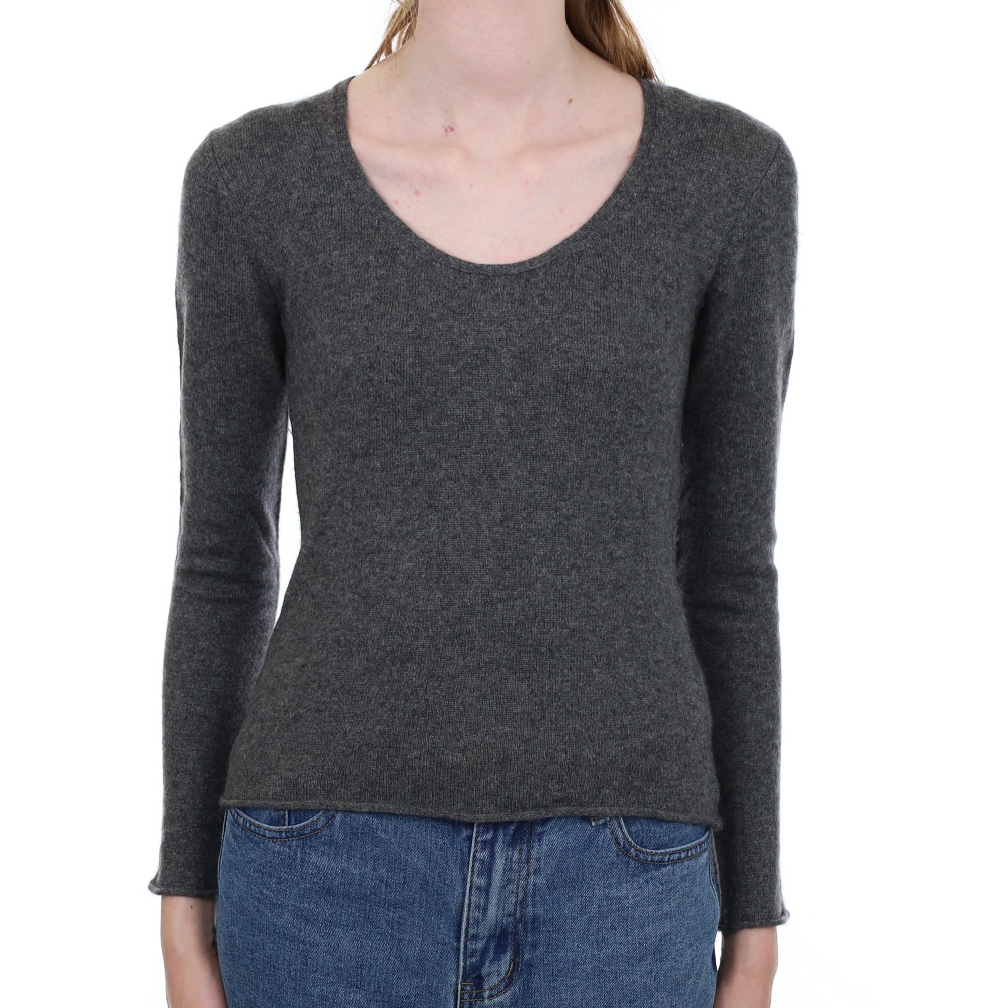 Slate Grey Cashmere Scoop Neck Jumper Extra Small