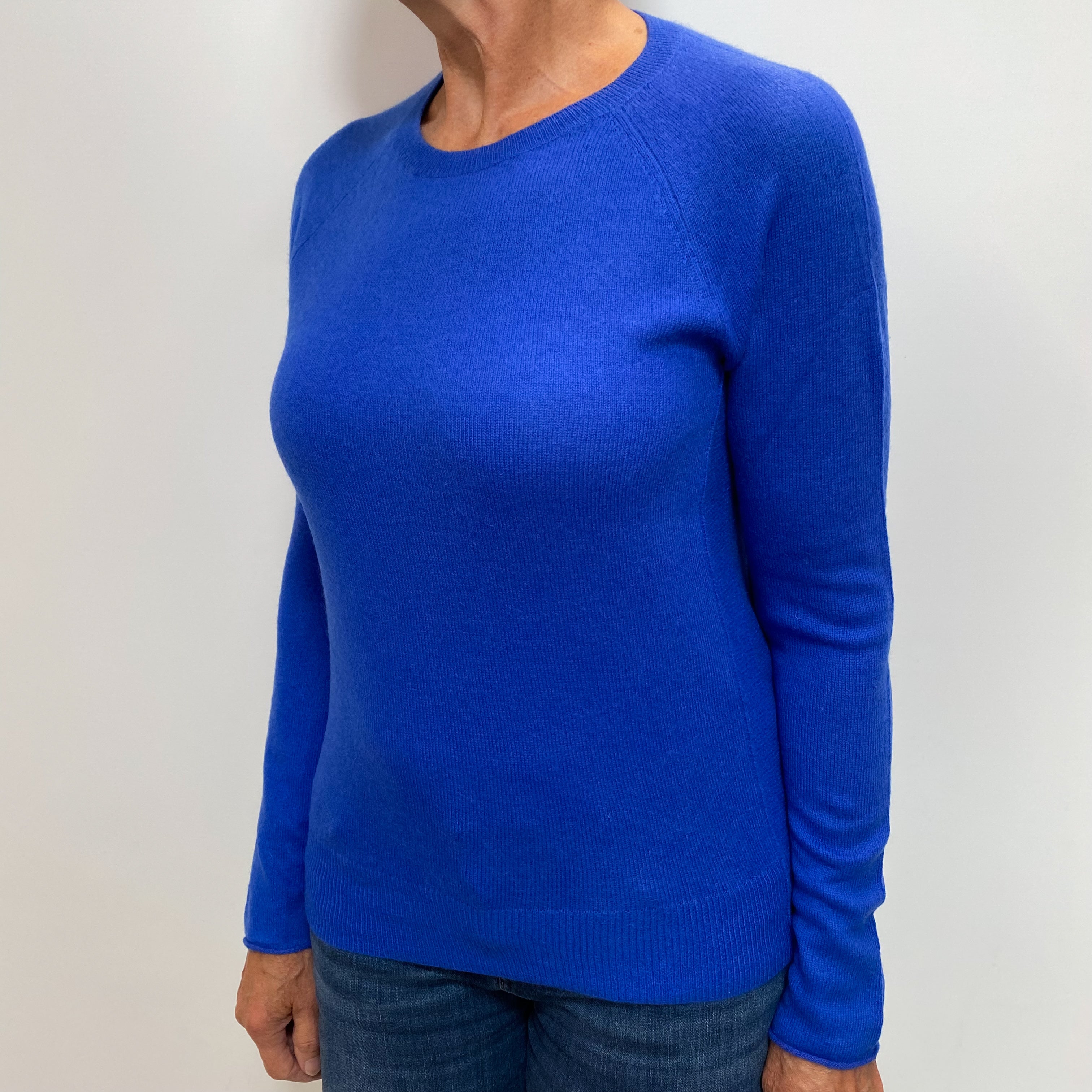 Cobalt Blue Cashmere Crew Neck Jumper Medium