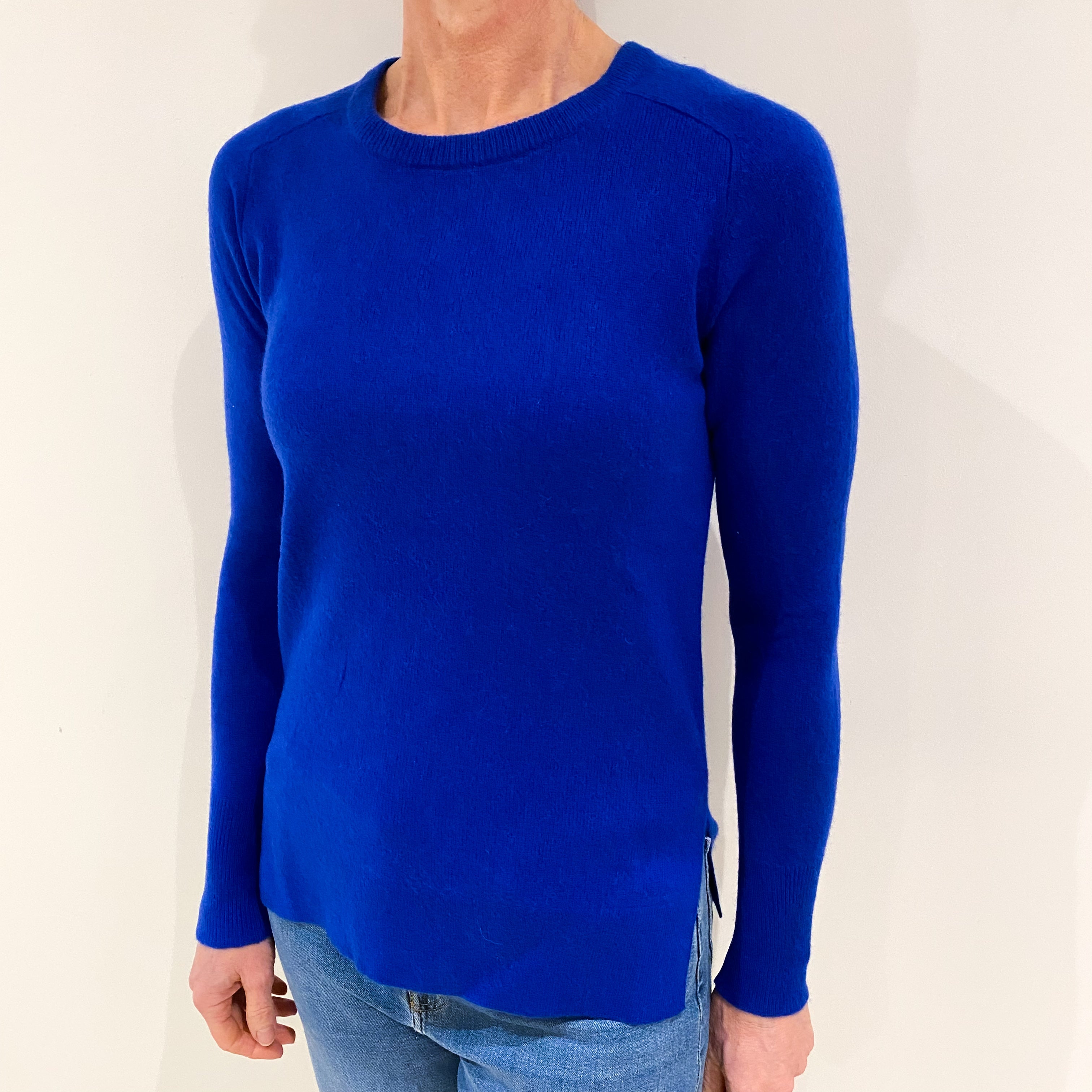 Cobalt Blue Cashmere Crew Neck Jumper Small