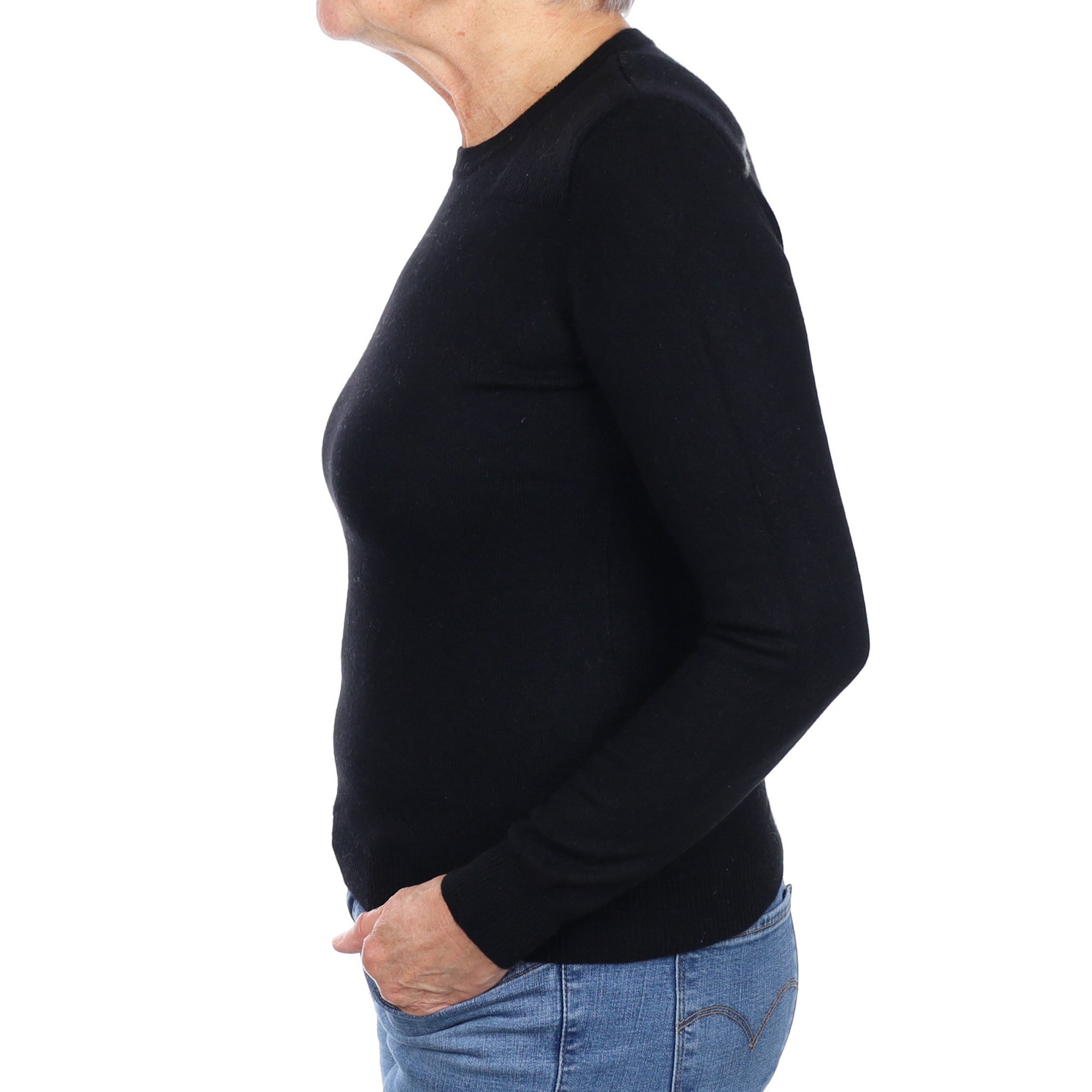 Black Cashmere Crew Neck Jumper Medium