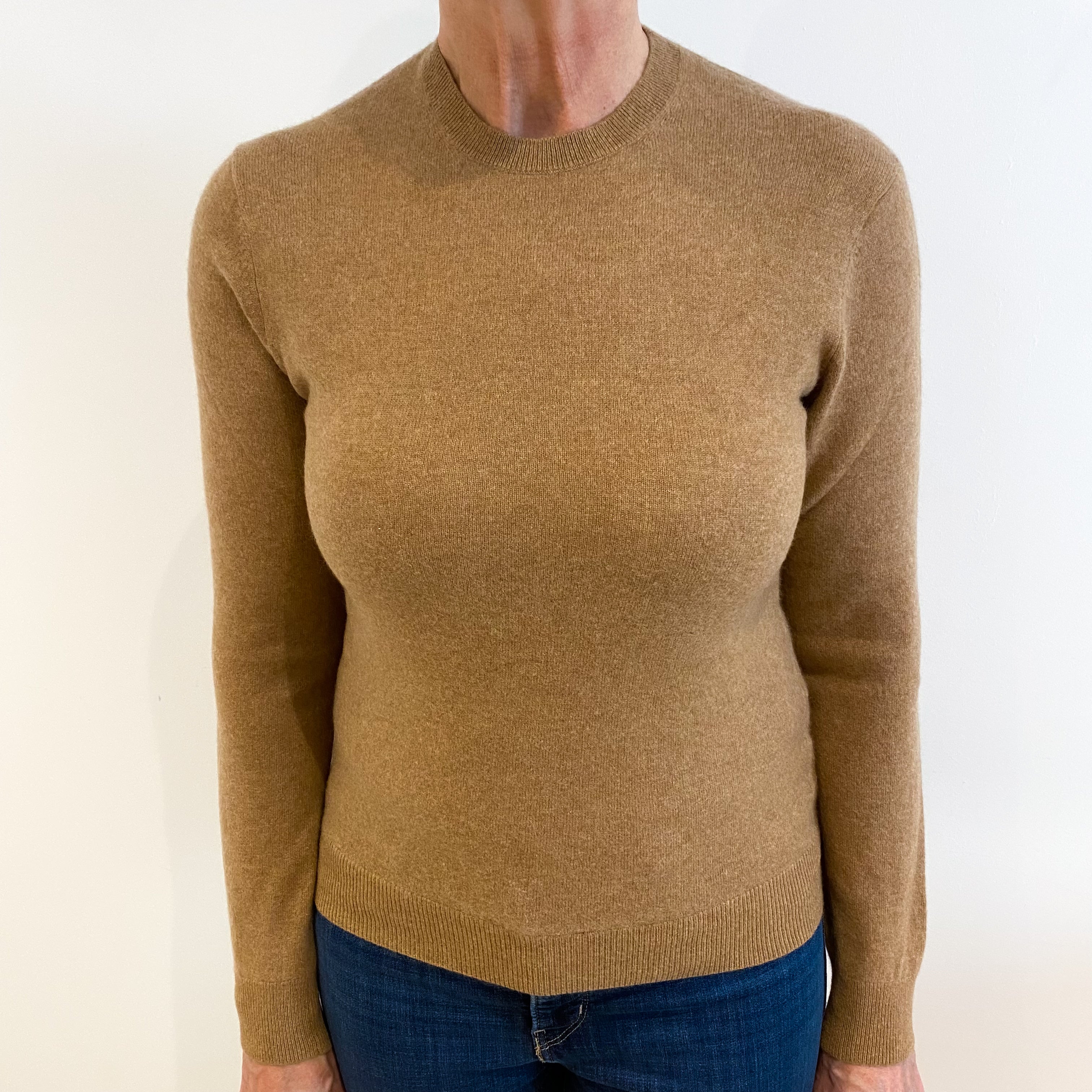 Butterscotch Brown Cashmere Crew Neck Jumper Medium