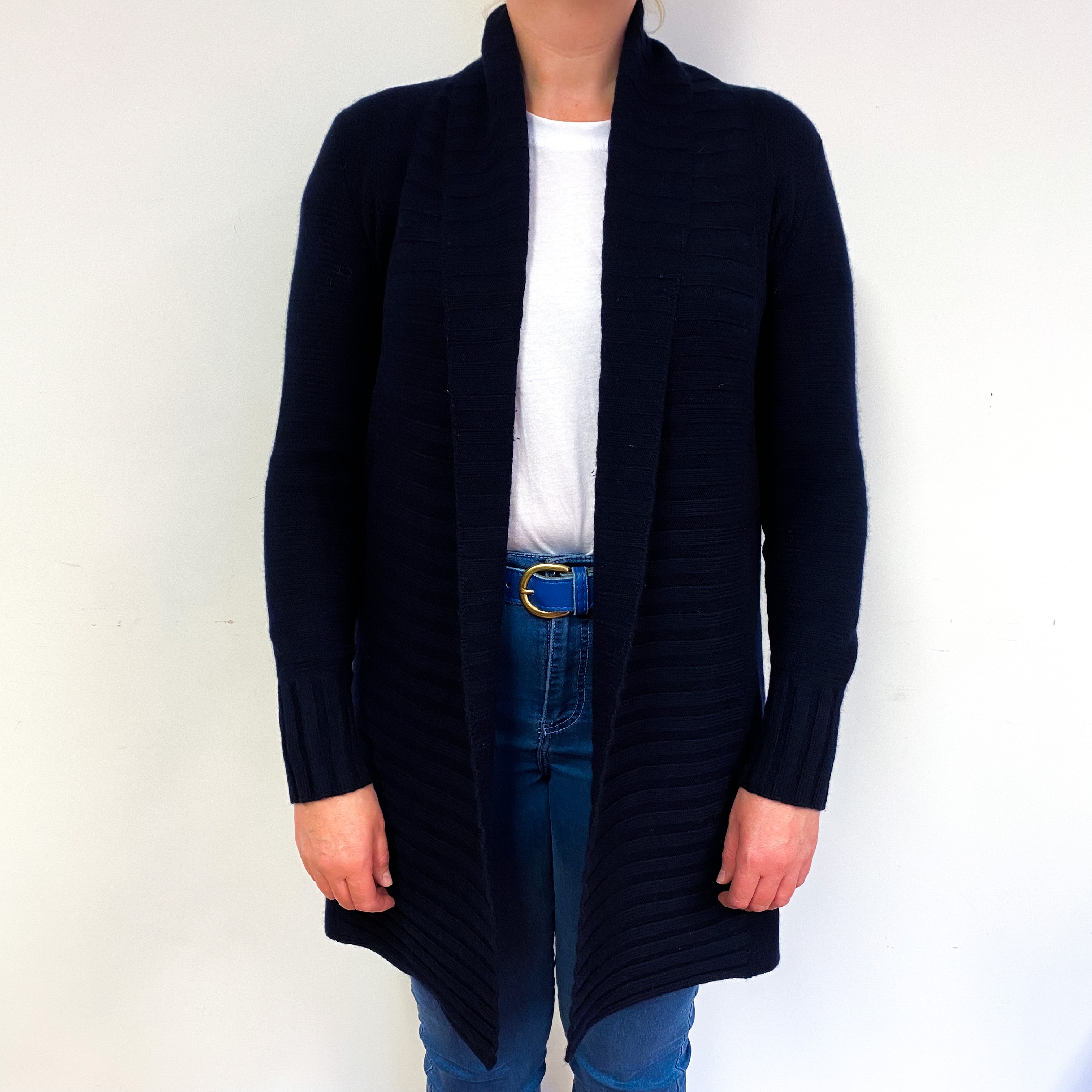 Darkest Navy Chunky Cashmere Edge to Edge Cardigan Large