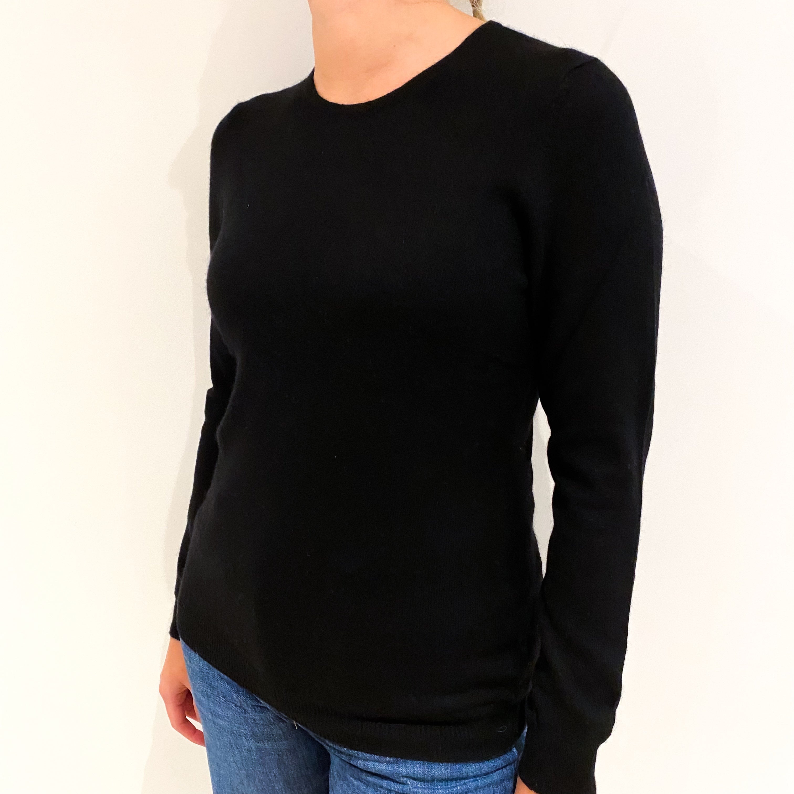 Black Cashmere Crew Neck Jumper Small