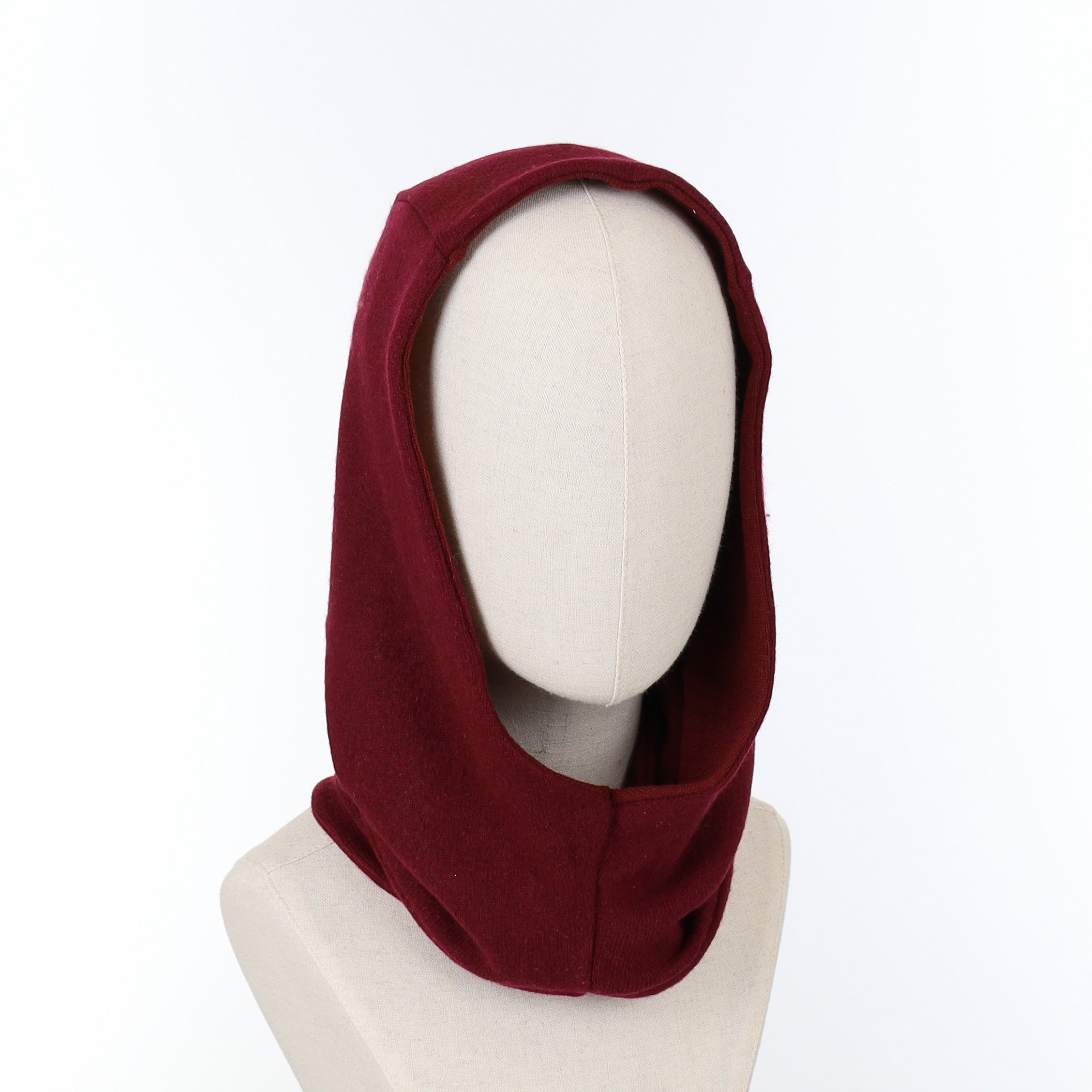 Two Toned Burgundy Luxury Reversible Cashmere Hood Unisex