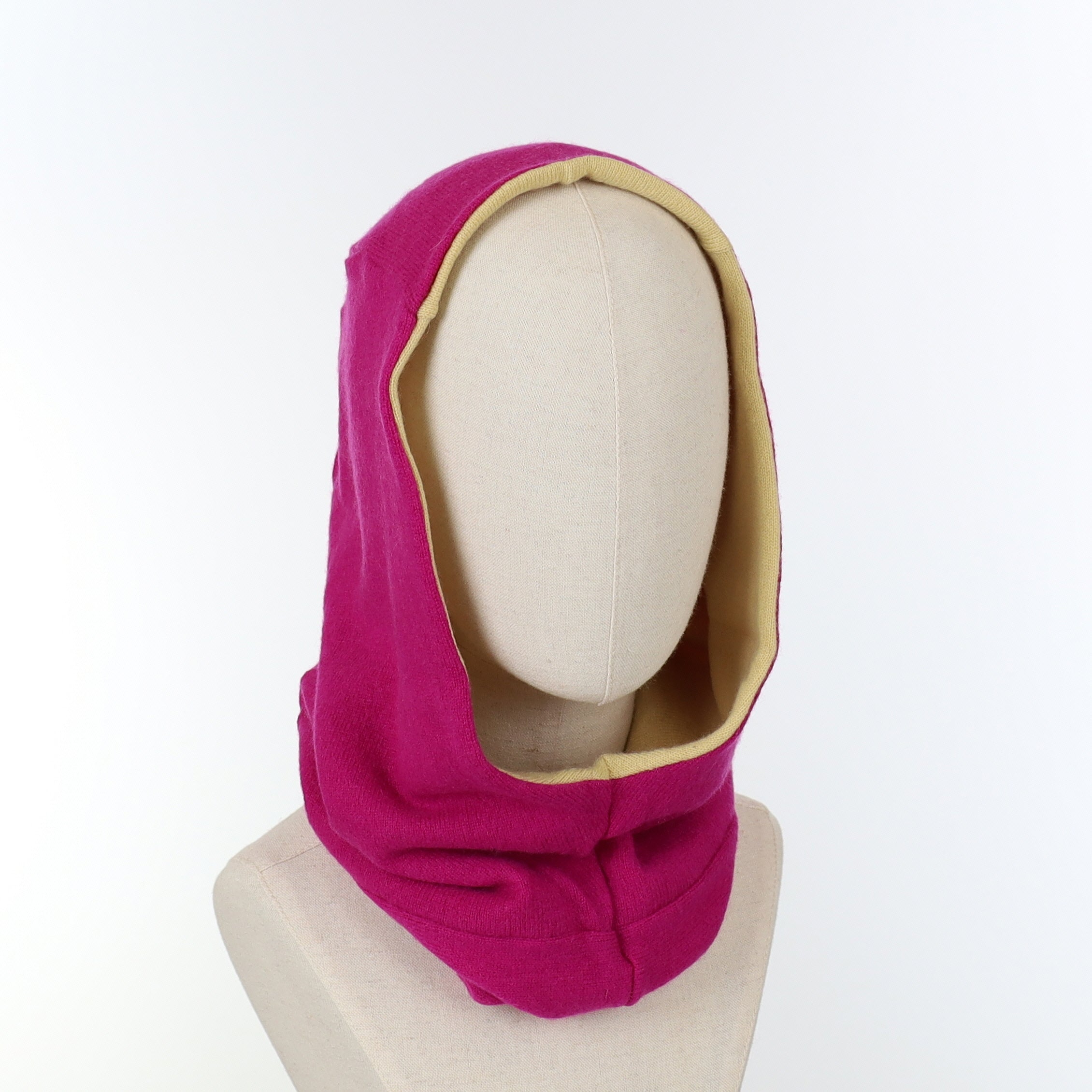Magenta Pink and Yellow Luxury Reversible Cashmere Hood Unisex