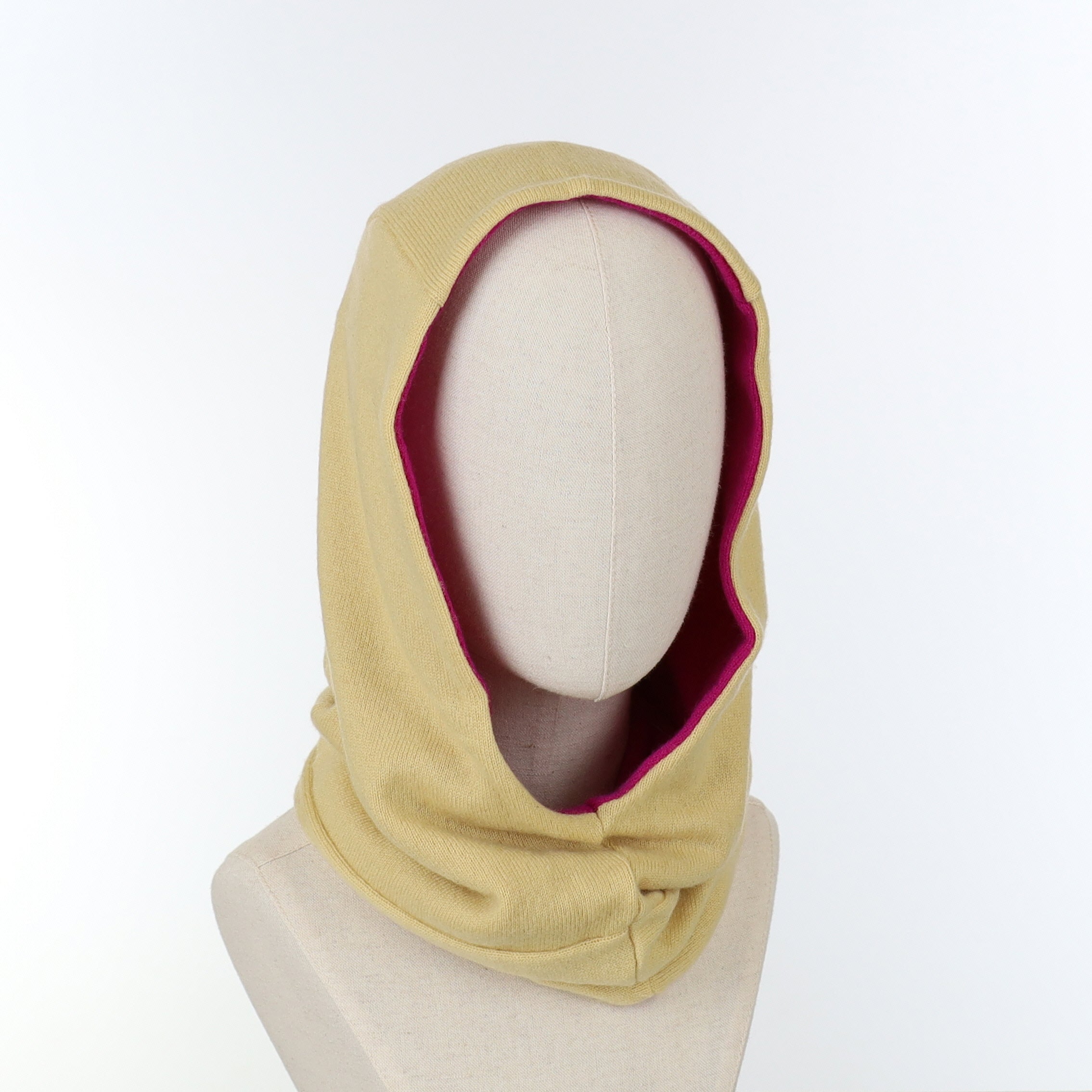 Magenta Pink and Yellow Luxury Reversible Cashmere Hood Unisex