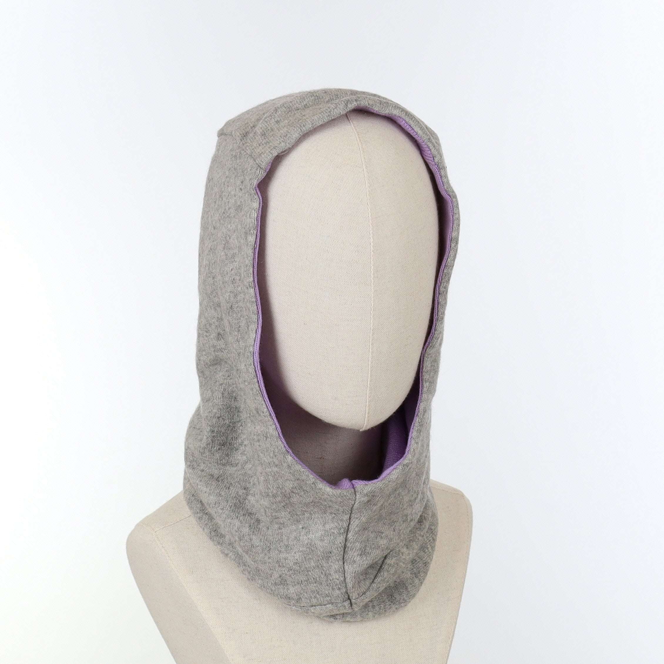 Ash Grey and Lavender Luxury Reversible Cashmere Hood Unisex