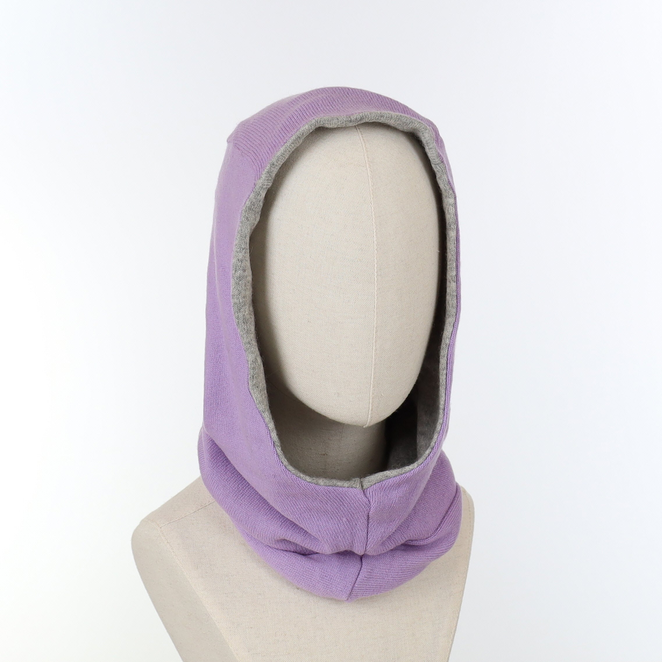 Ash Grey and Lavender Luxury Reversible Cashmere Hood Unisex
