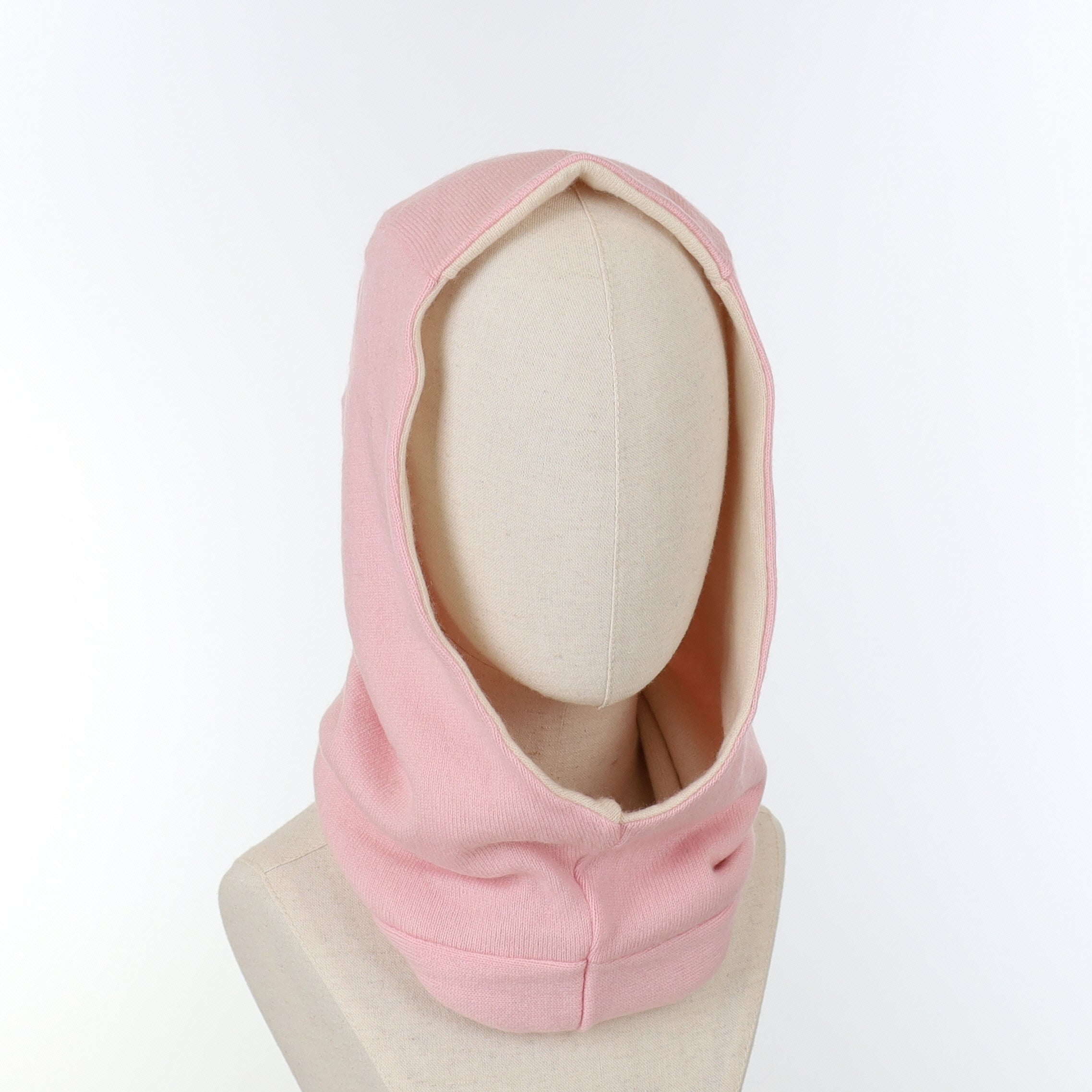 Carnation Pink and Cream Luxury Reversible Cashmere Hood Unisex